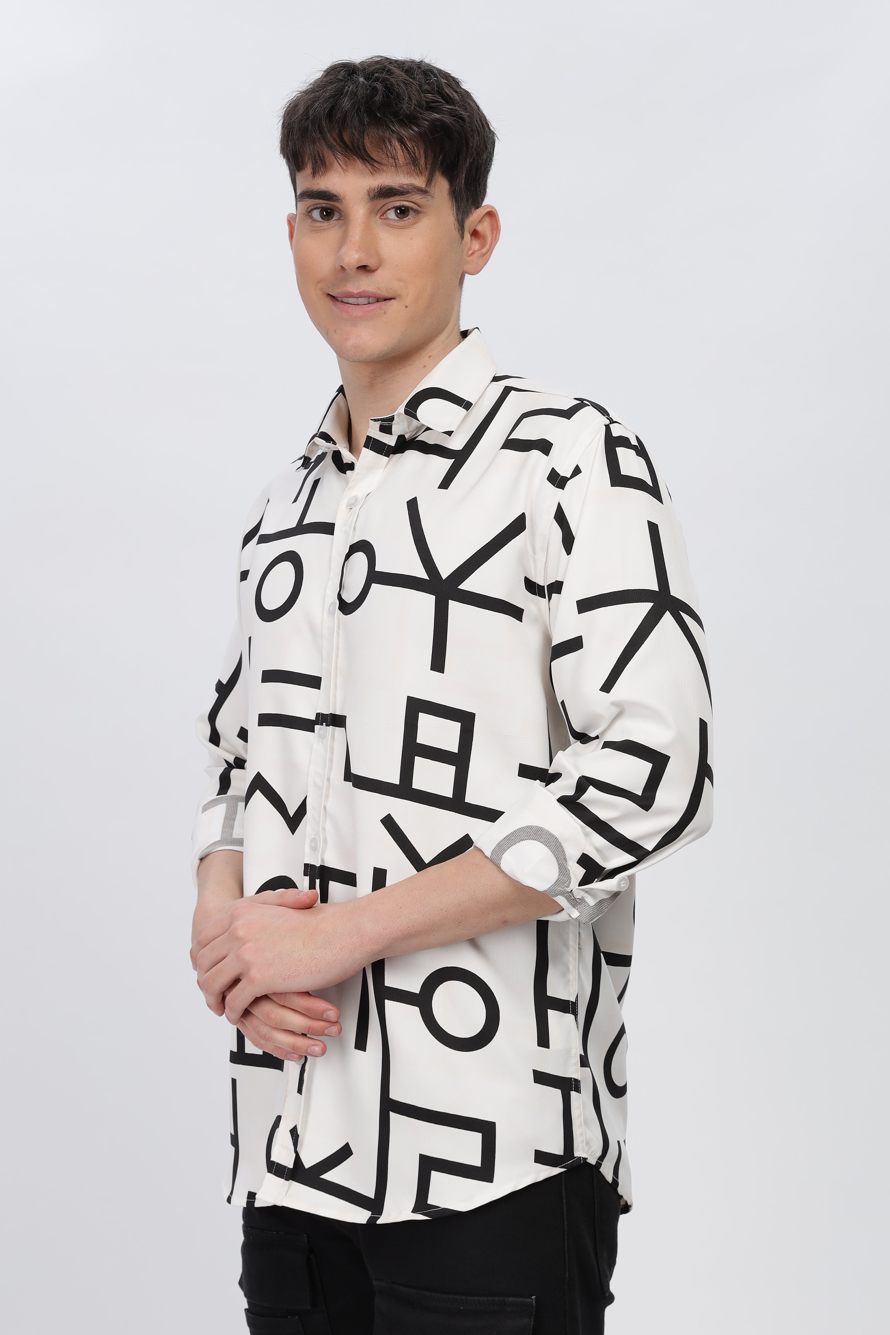 Black Abstract Slim Fit Shirt