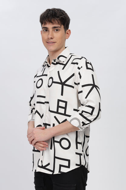 Black Abstract Slim Fit Shirt