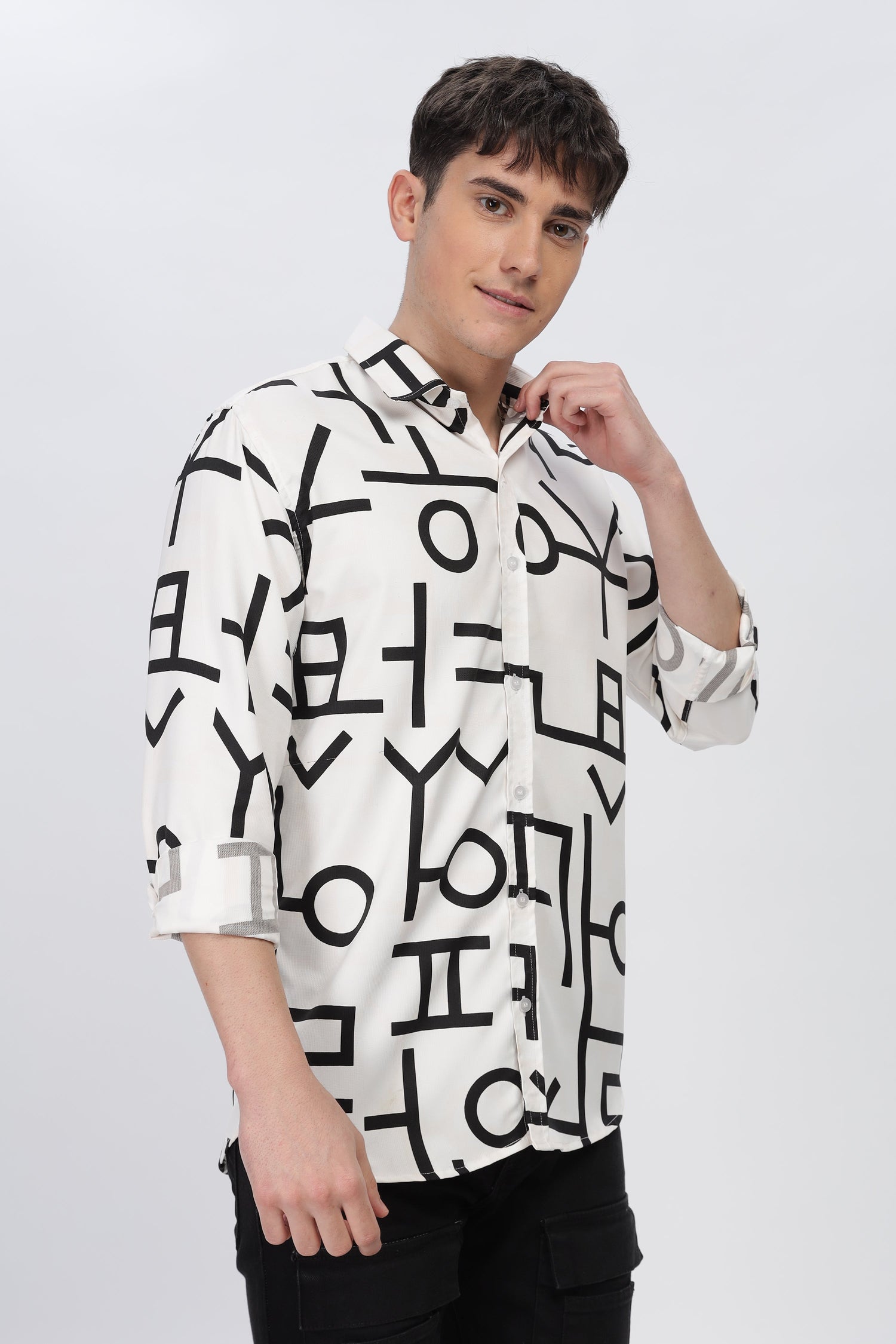 Black Abstract Slim Fit Shirt