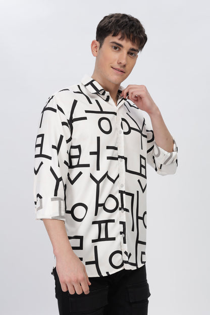 Black Abstract Slim Fit Shirt