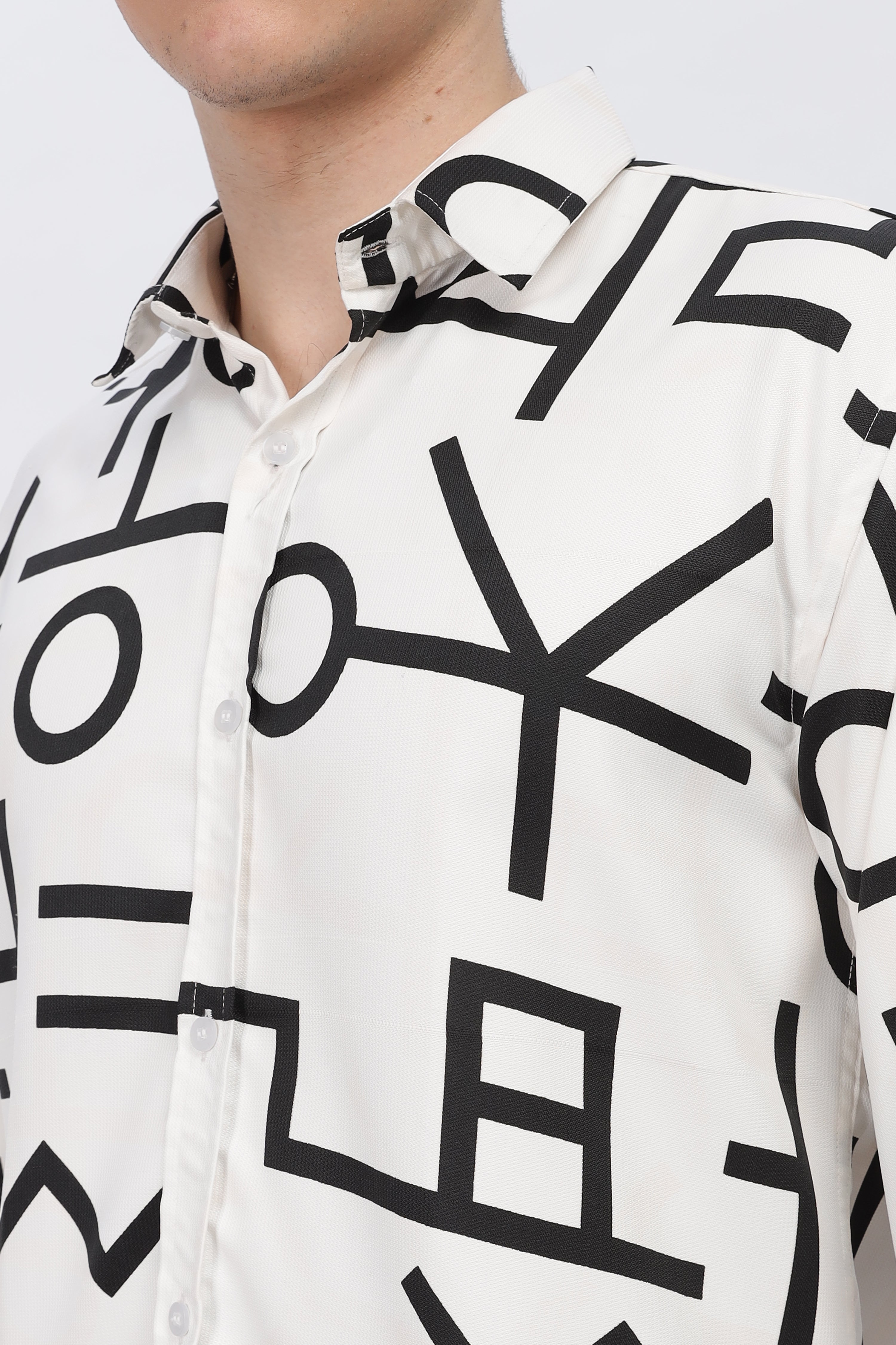 Black Abstract Slim Fit Shirt