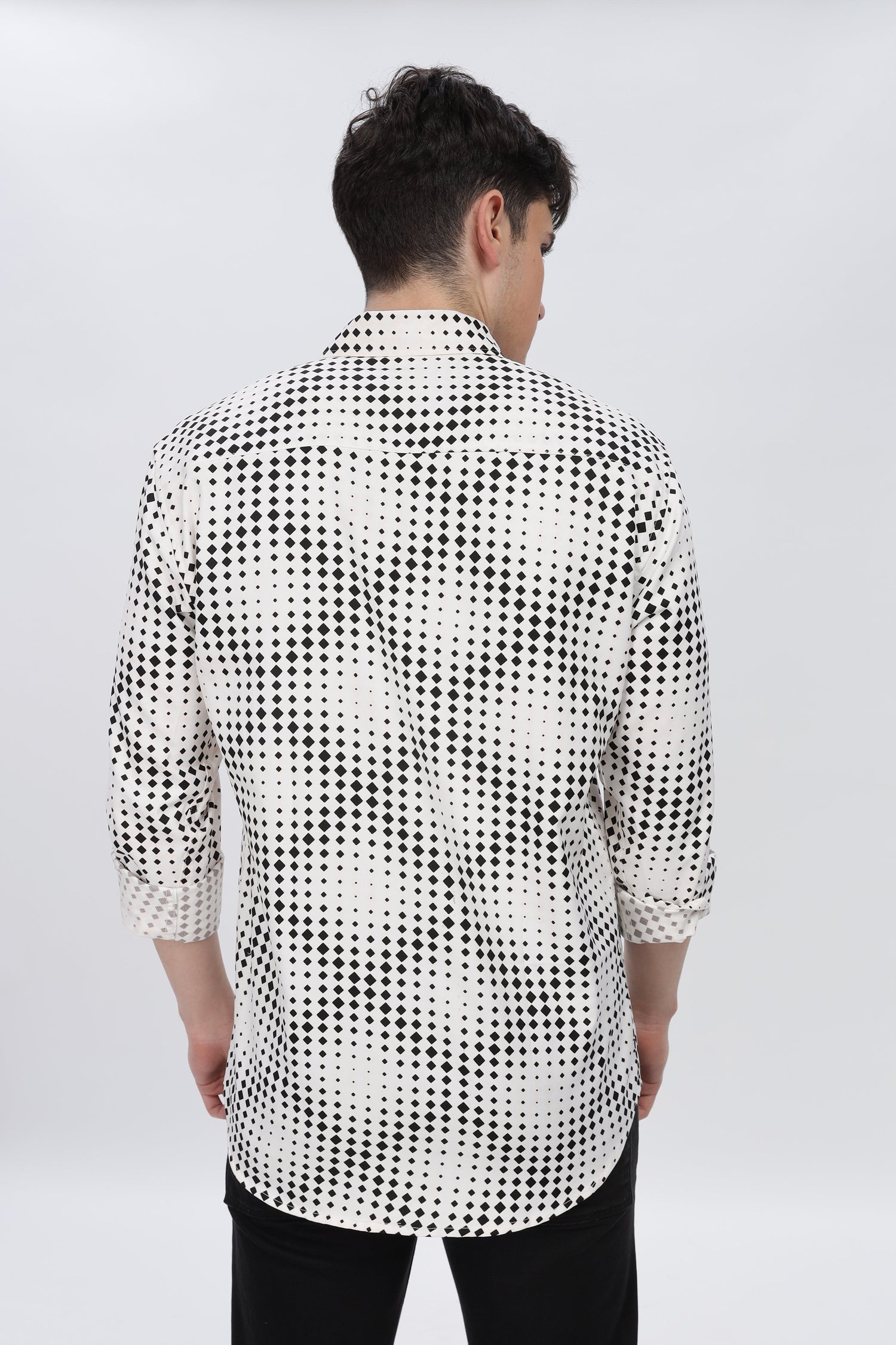Black Dotted Abstract Slim Fit Shirt