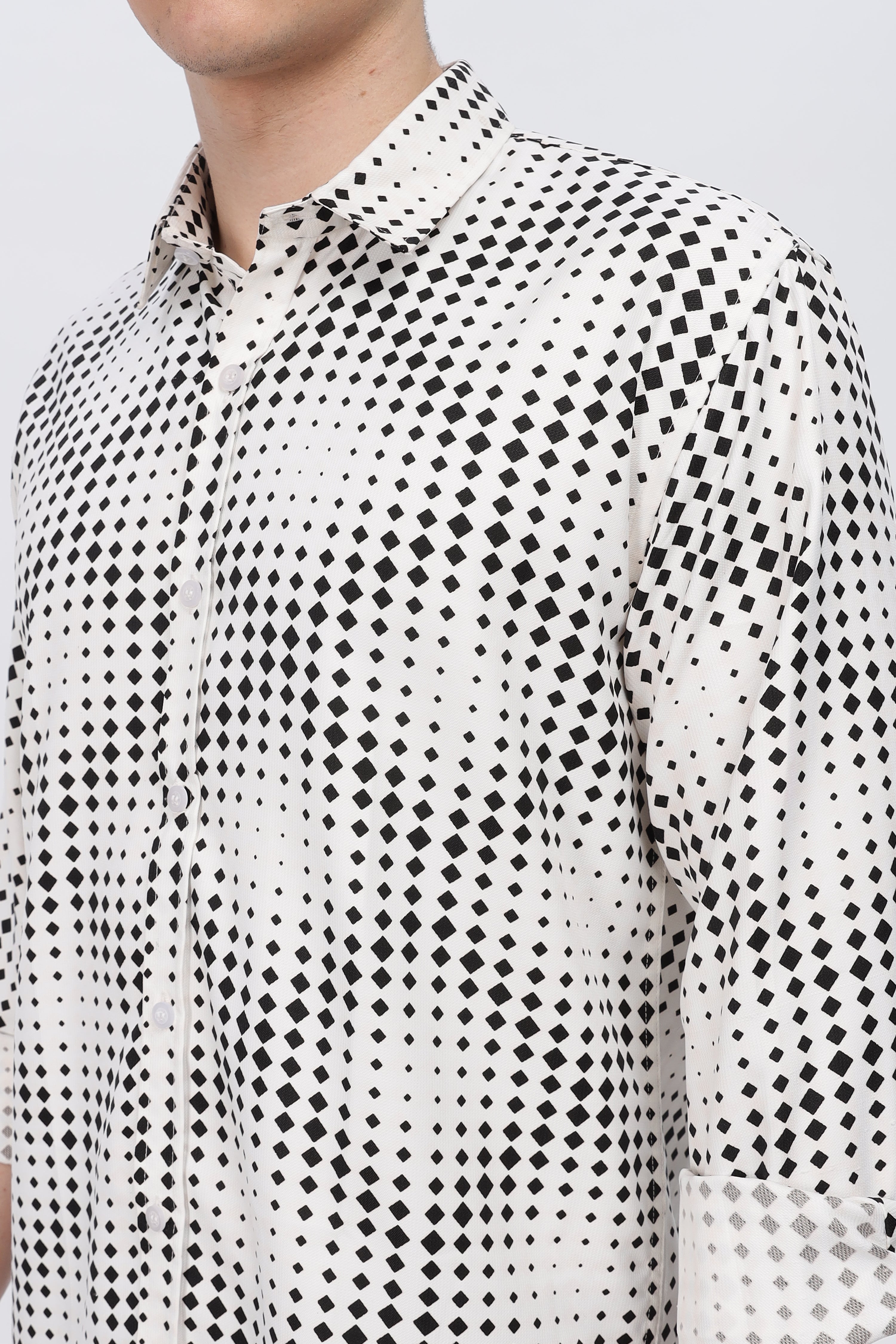Black Dotted Abstract Slim Fit Shirt