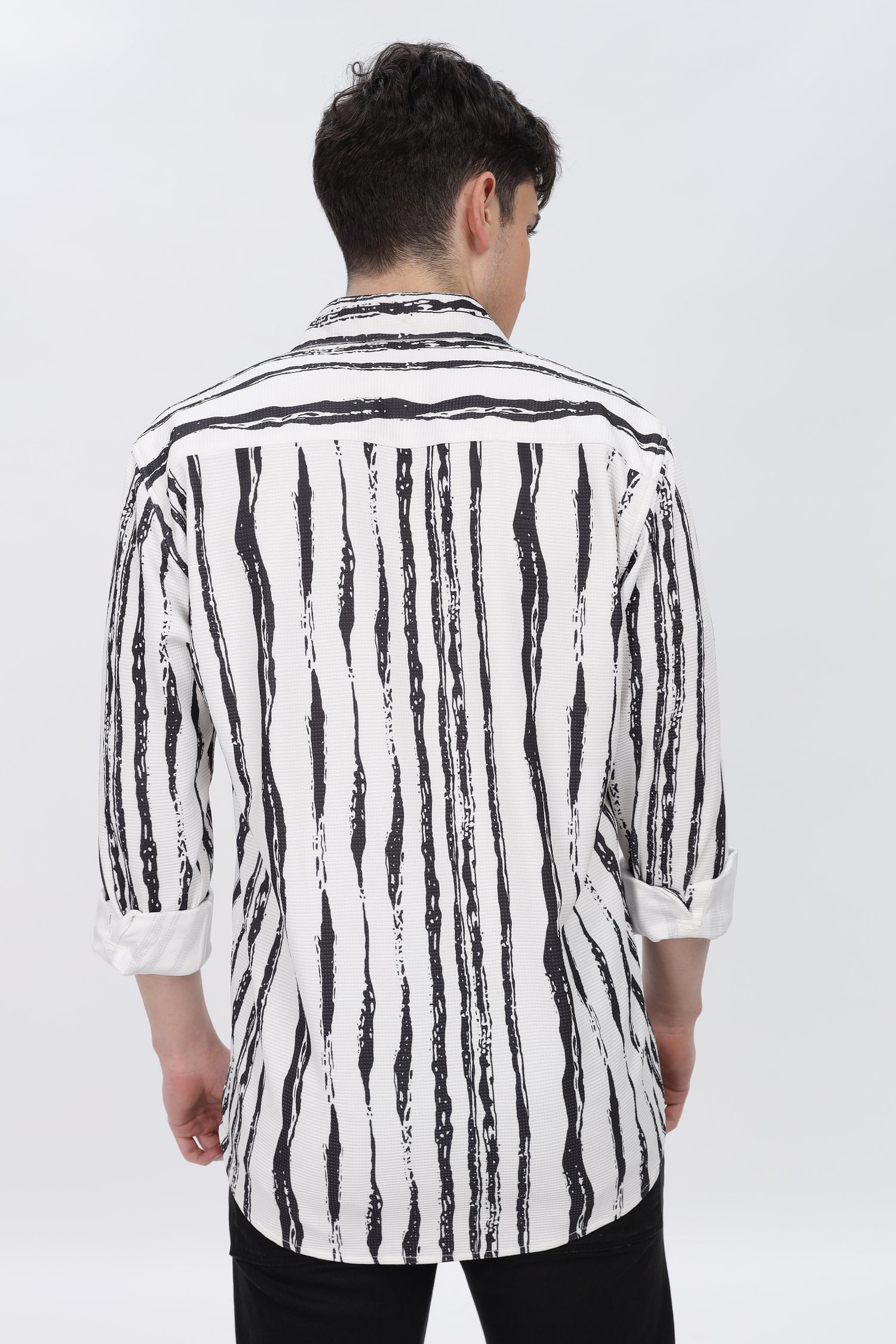 Black Line Abstract Slim Fit Shirt