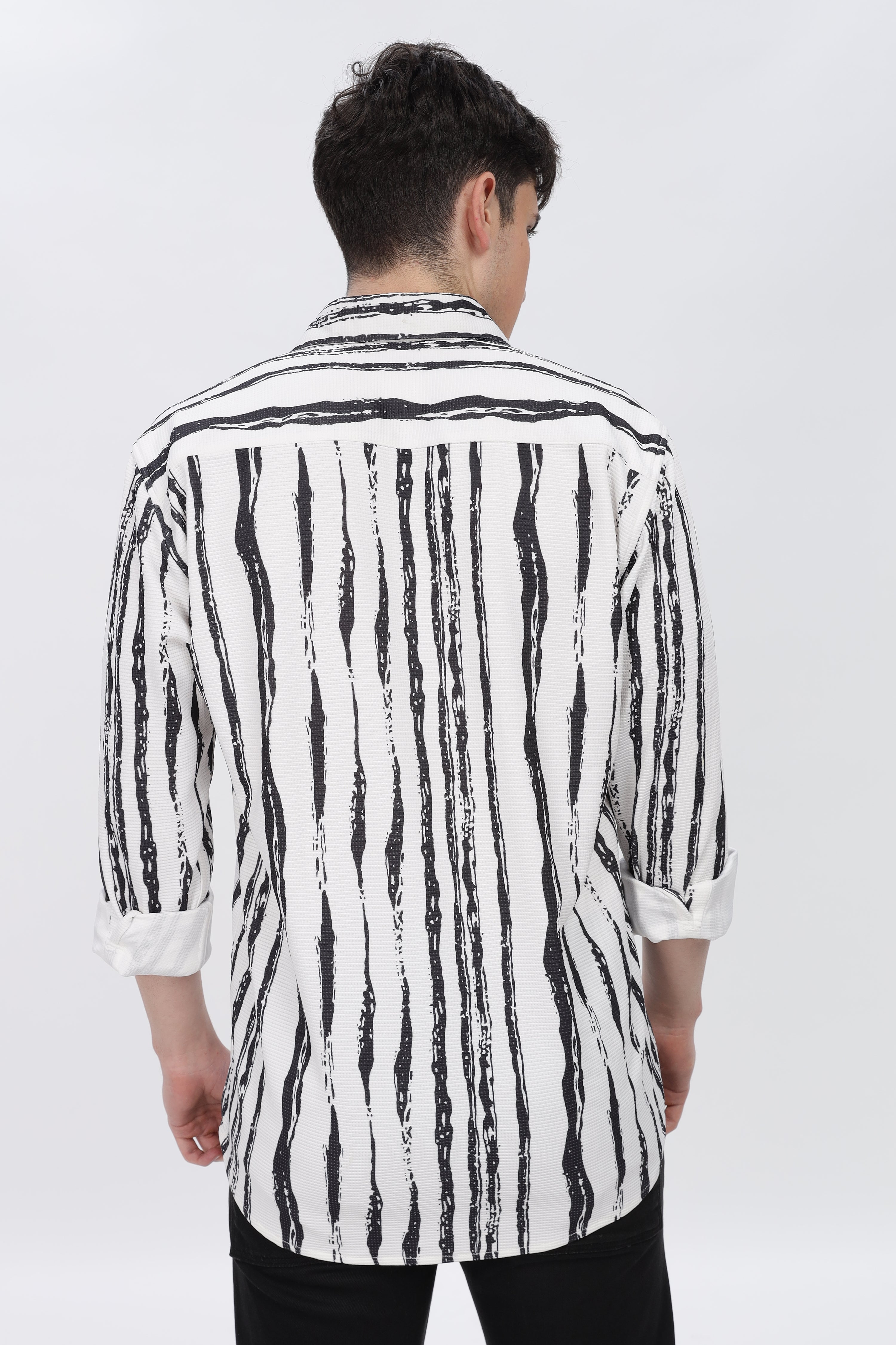 Black Line Abstract Slim Fit Shirt