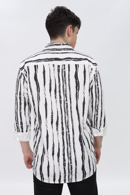 Black Line Abstract Slim Fit Shirt