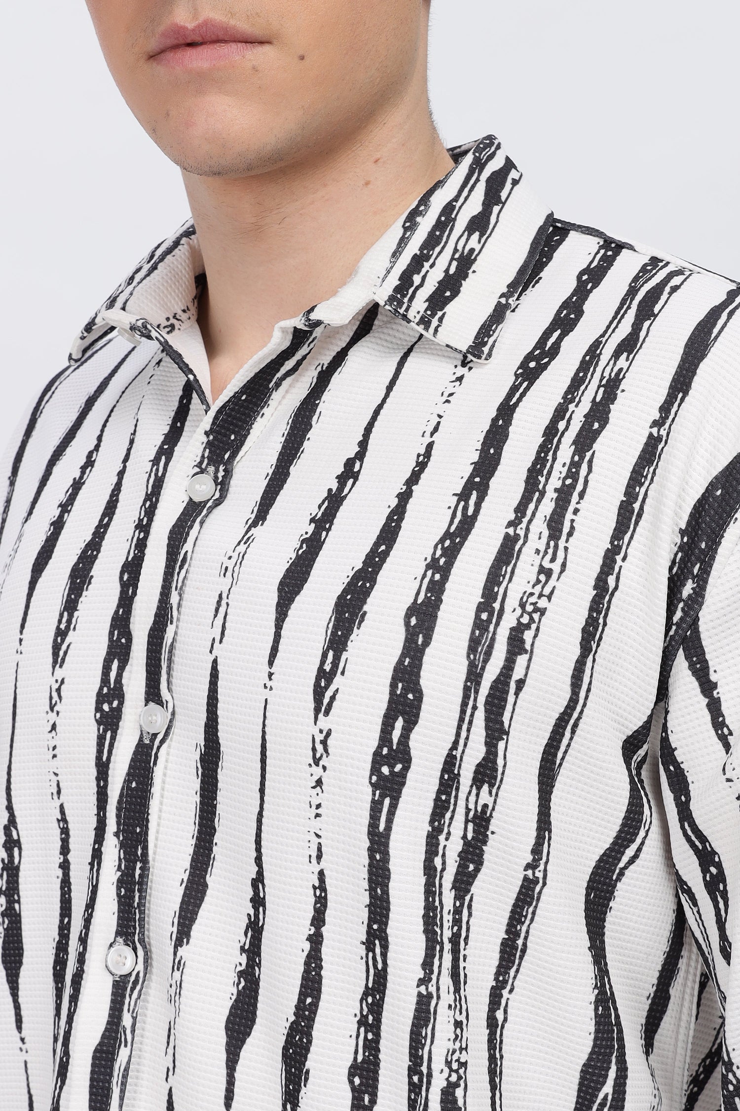 Black Line Abstract Slim Fit Shirt