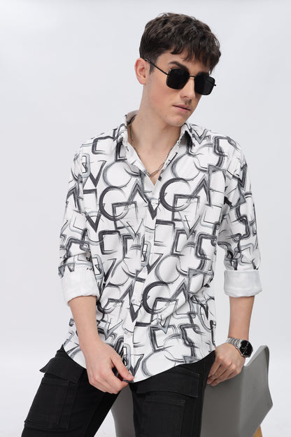 Black Abstrical Slim Fit Shirt