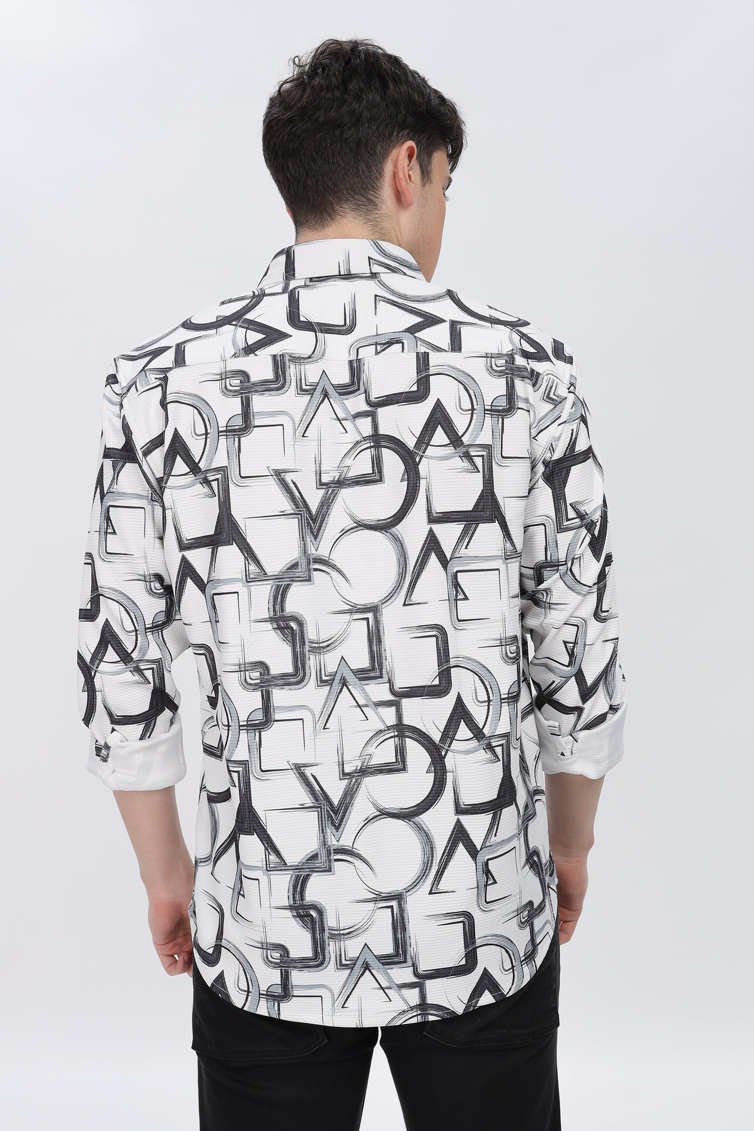Black Abstrical Slim Fit Shirt