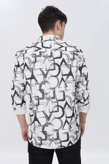 Black Abstrical Slim Fit Shirt