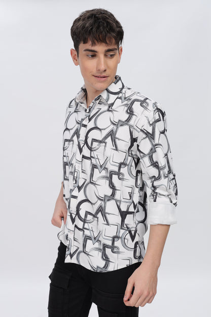 Black Abstrical Slim Fit Shirt