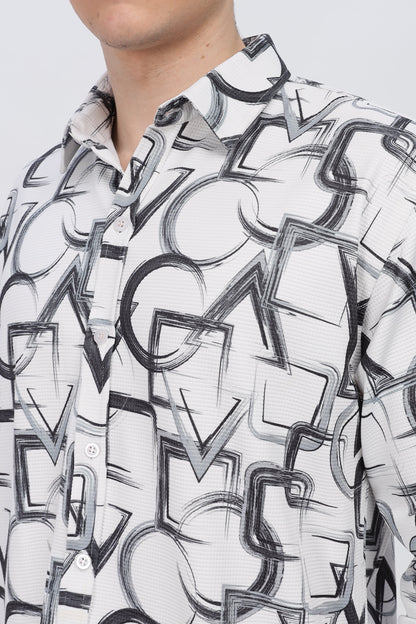 Black Abstrical Slim Fit Shirt
