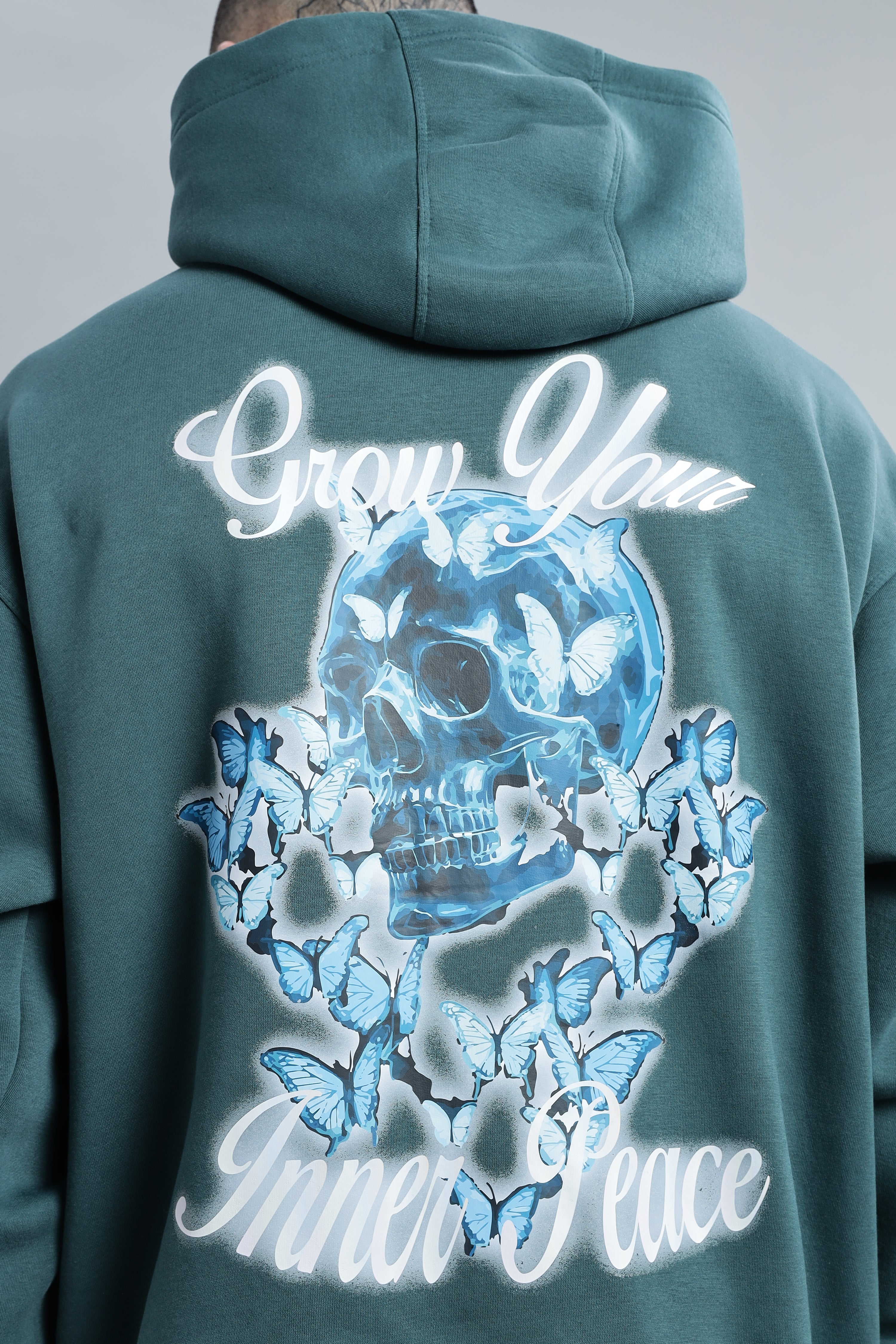 Glowing Skull Dark Teal Hoodie