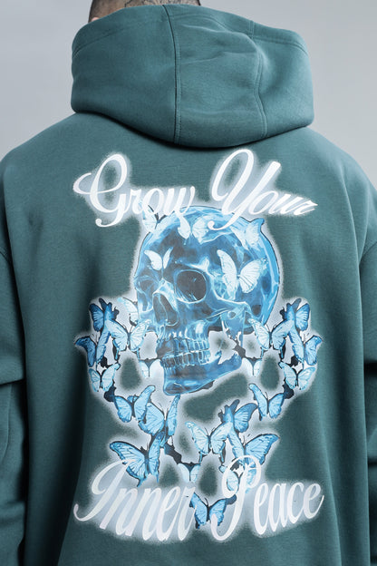 Glowing Skull Dark Teal Hoodie
