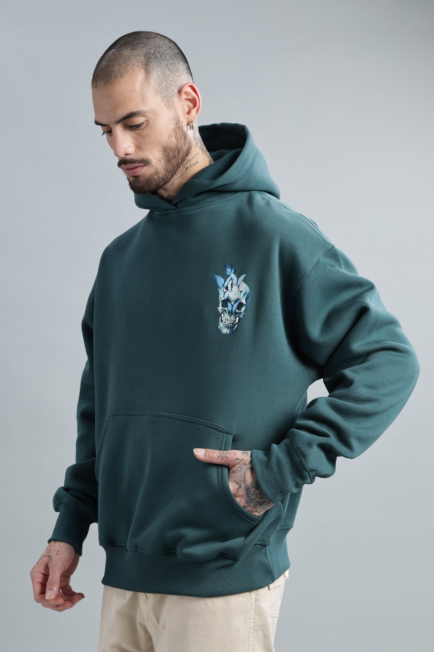 Glowing Skull Dark Teal Hoodie