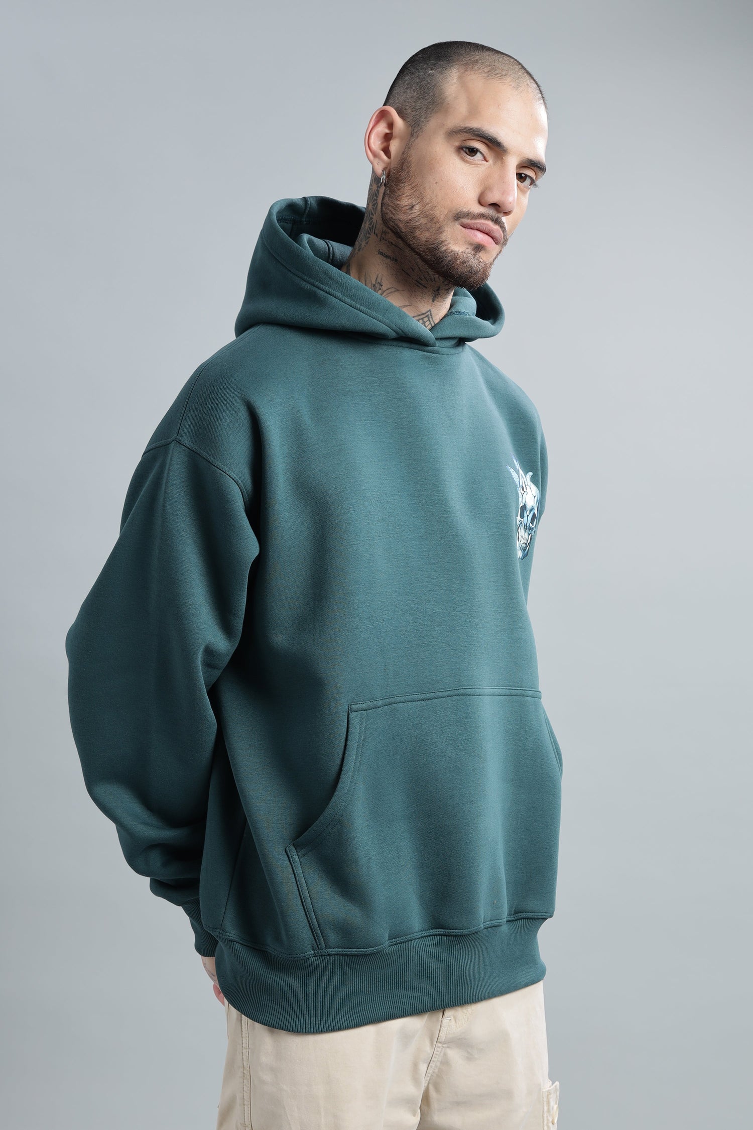 Glowing Skull Dark Teal Hoodie