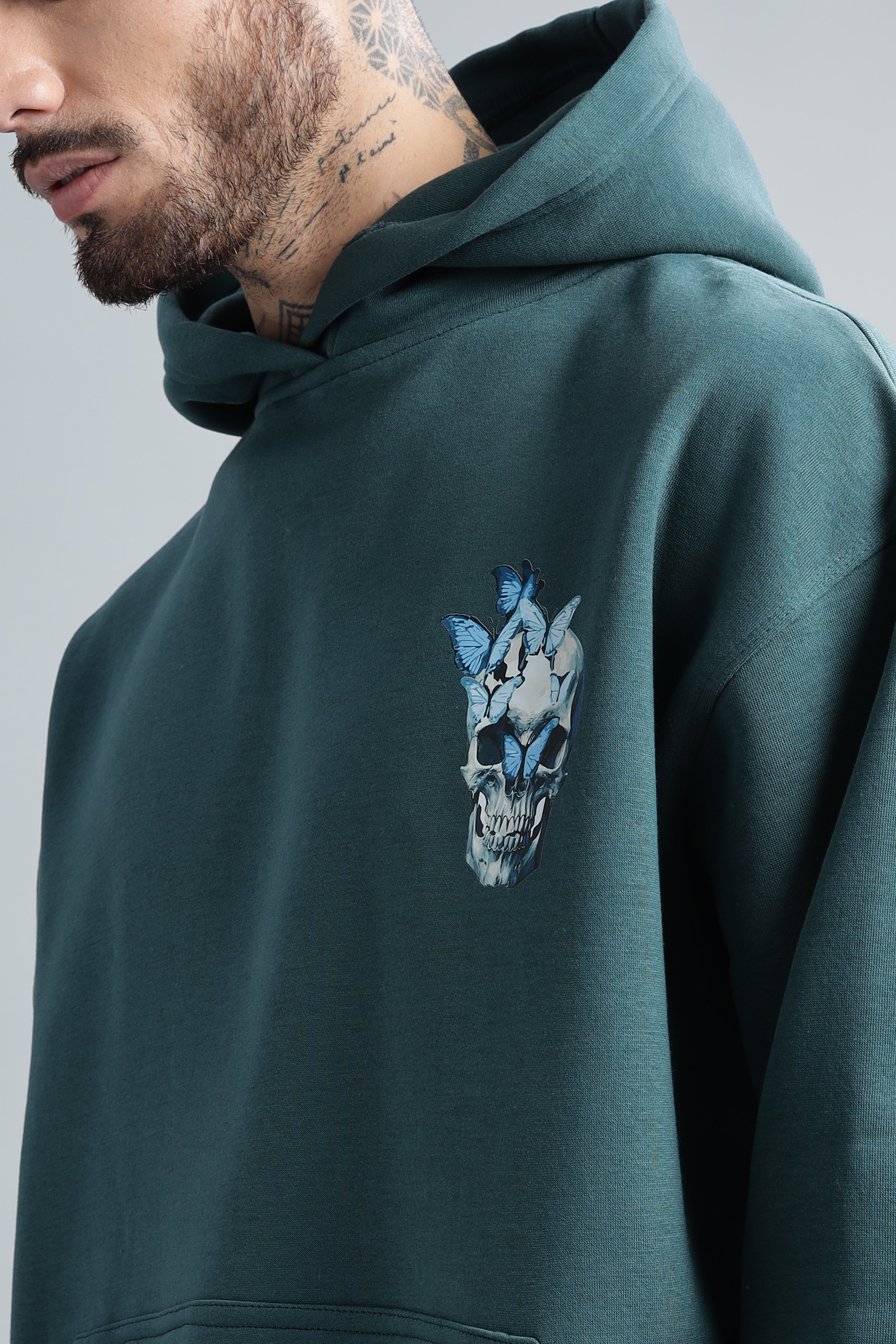 Glowing Skull Dark Teal Hoodie