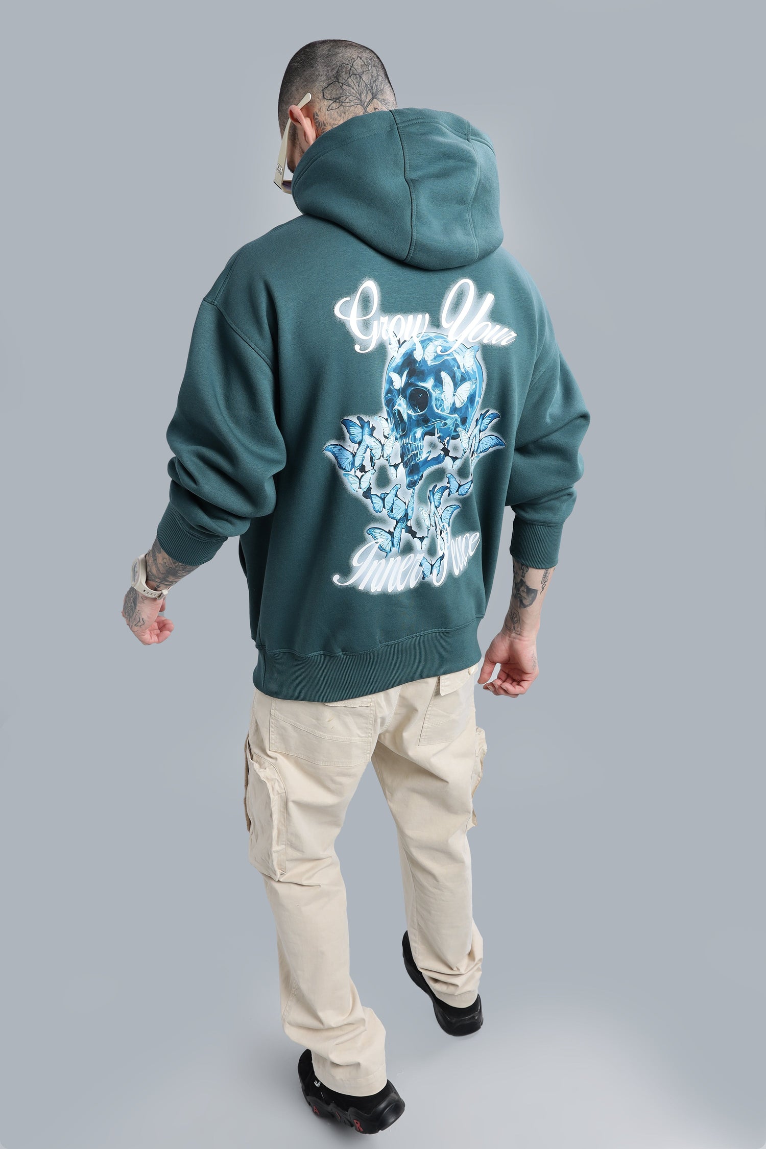 Glowing Skull Dark Teal Hoodie