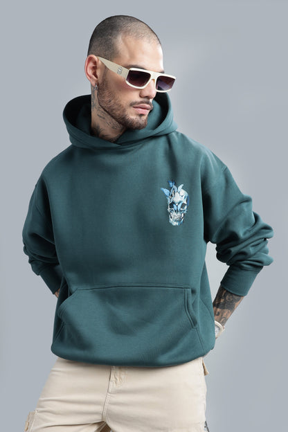 Glowing Skull Dark Teal Hoodie