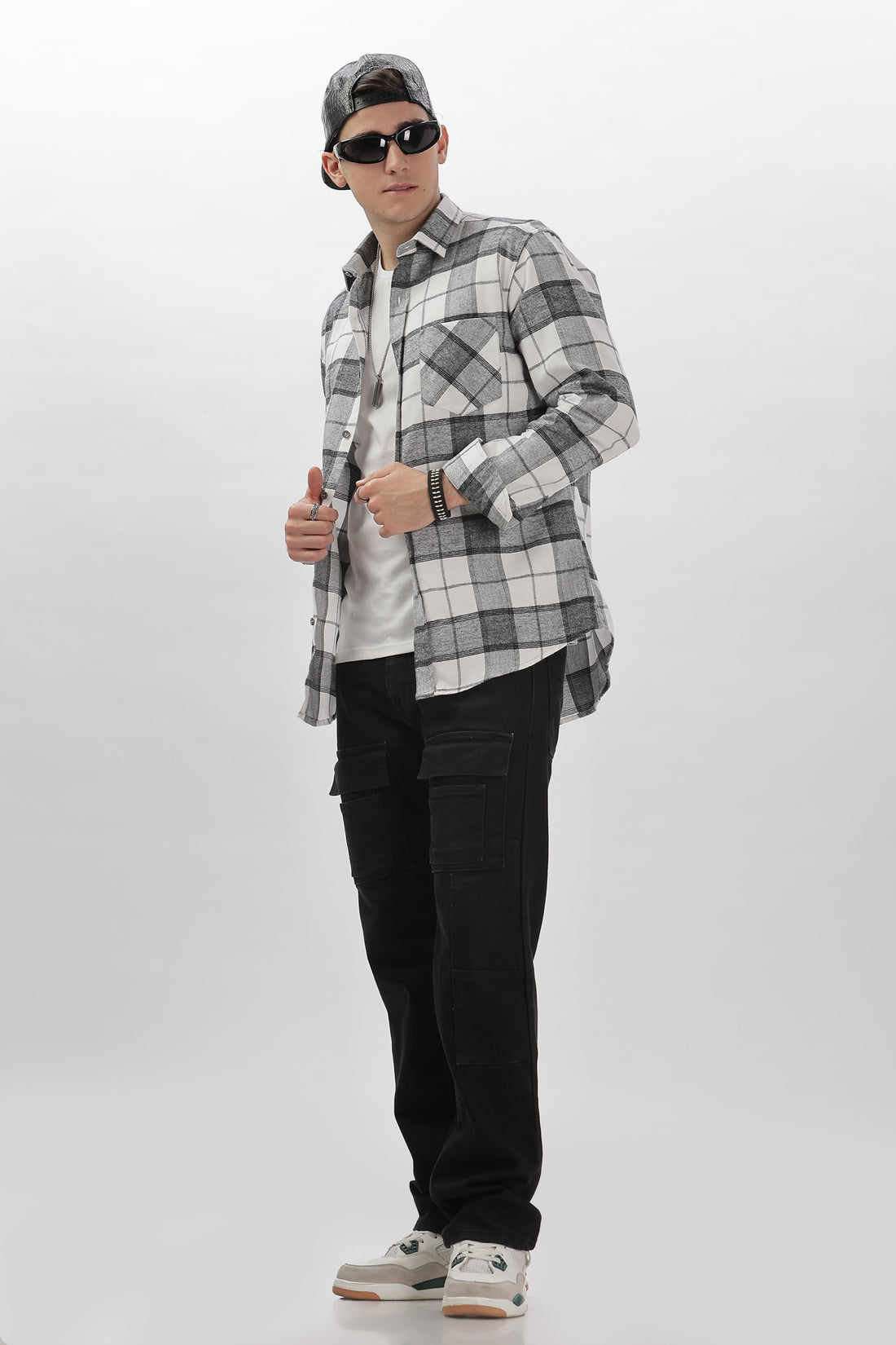 light grey flannel relaxed fit overshirt