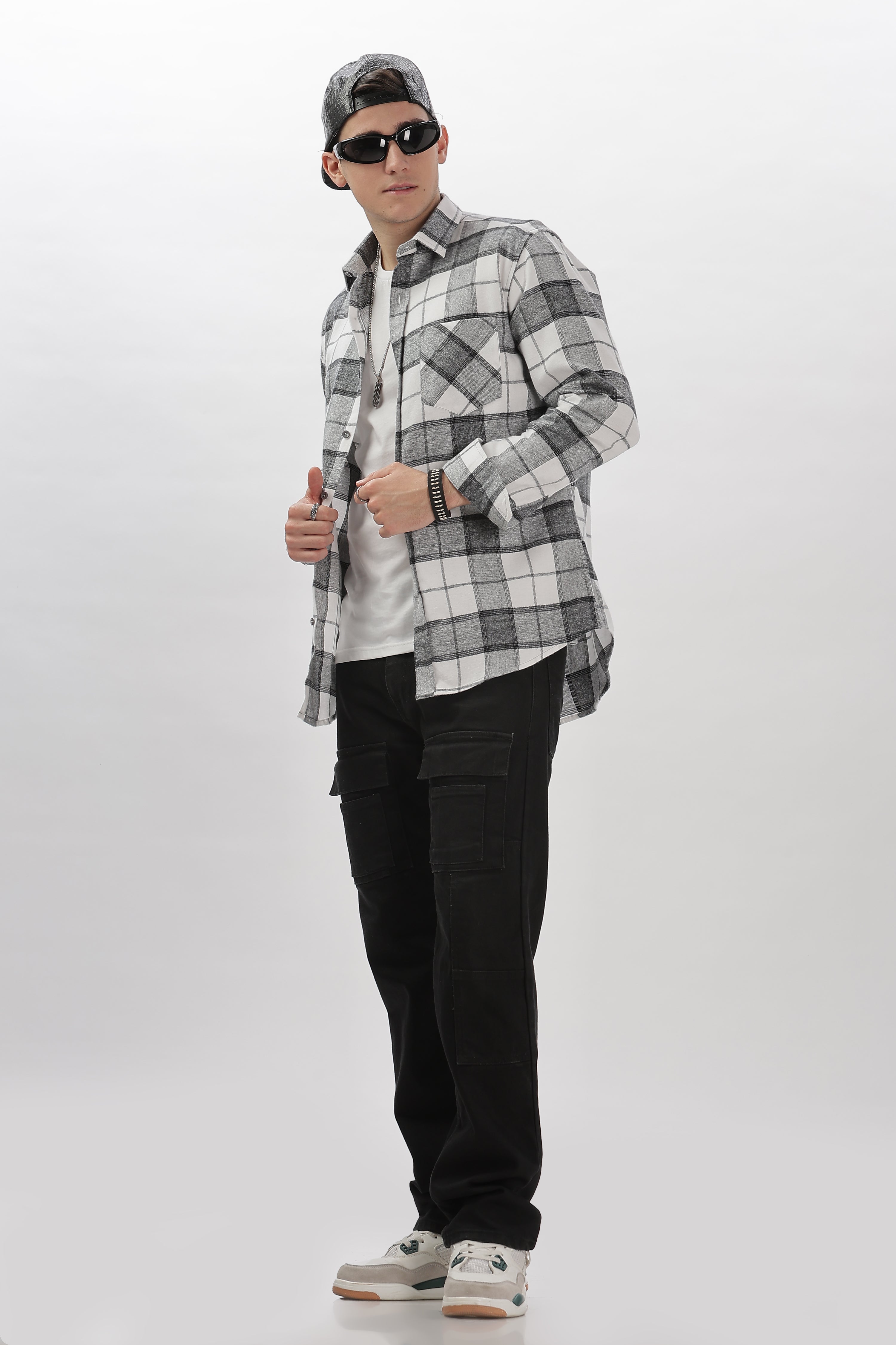 light grey flannel relaxed fit overshirt