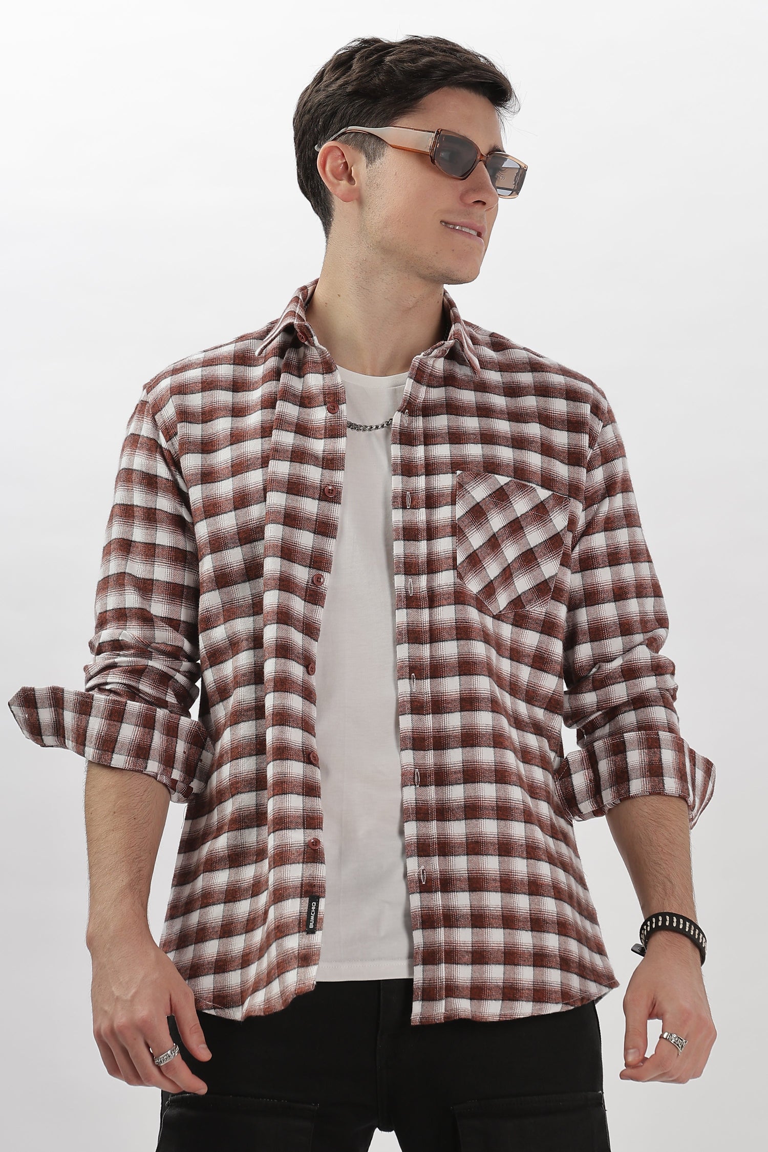 mini maroon flannel relaxed fit overshirt