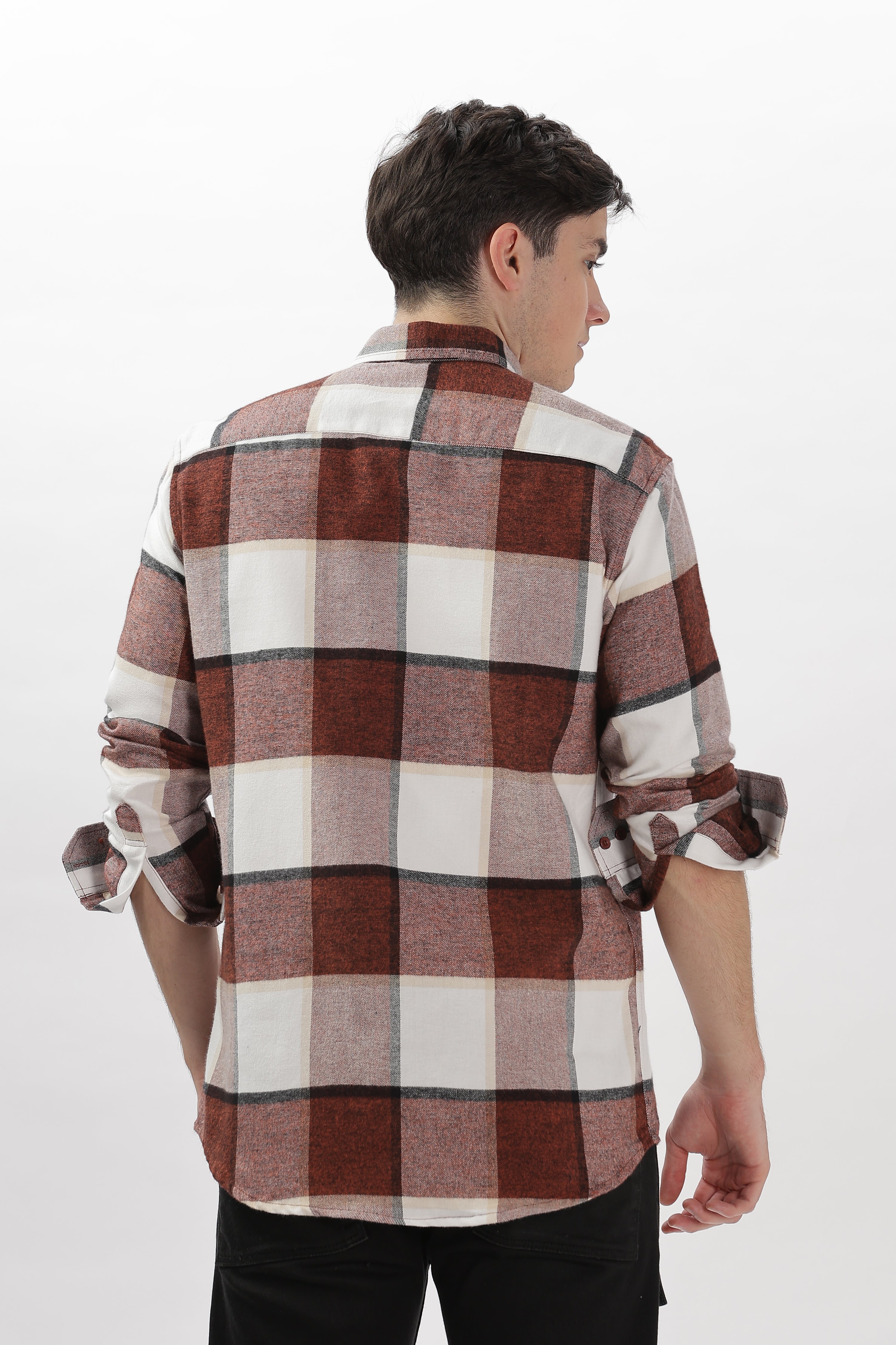 maroon flannel relaxed fit overshirt