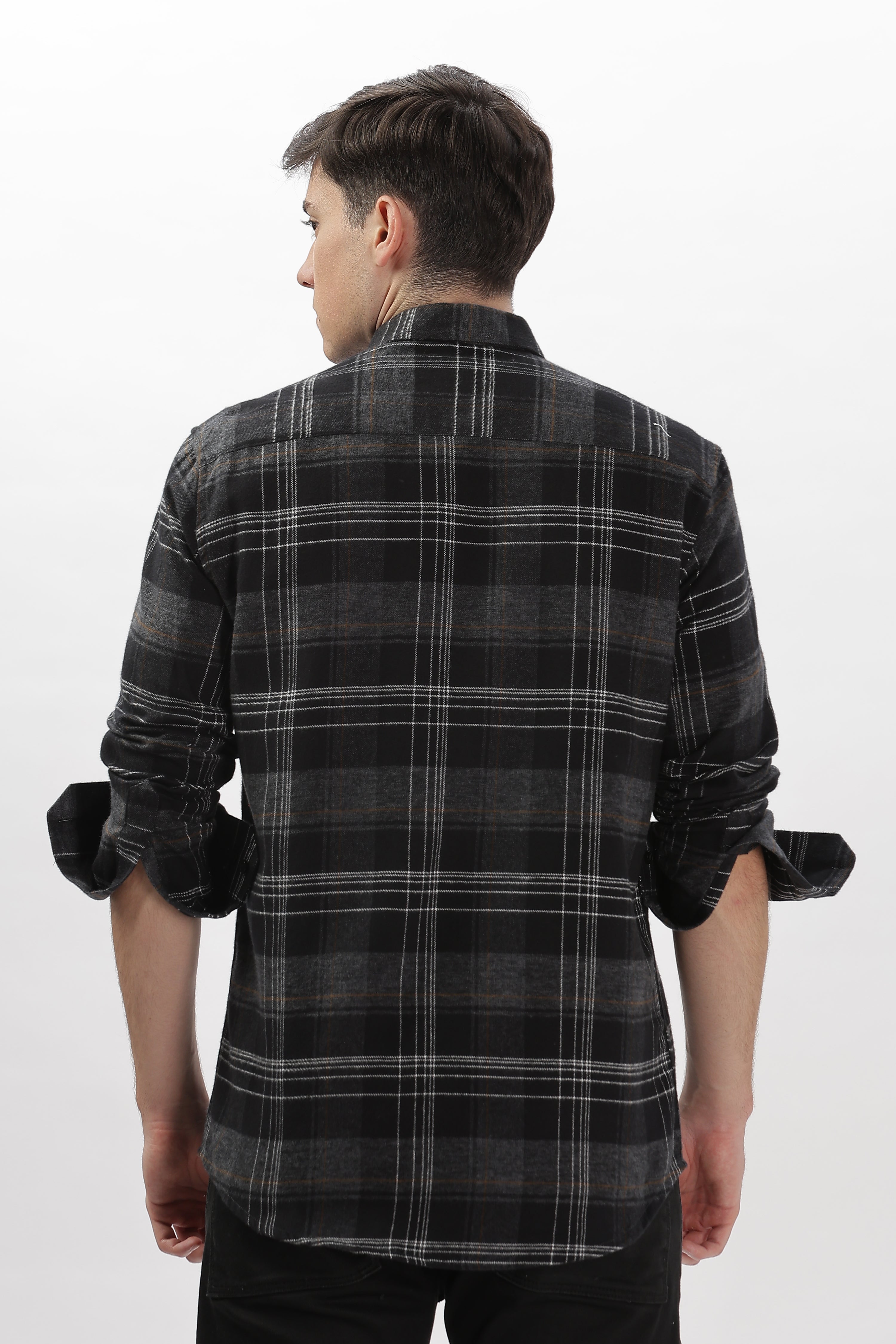 black flannel relaxed fit overshirt