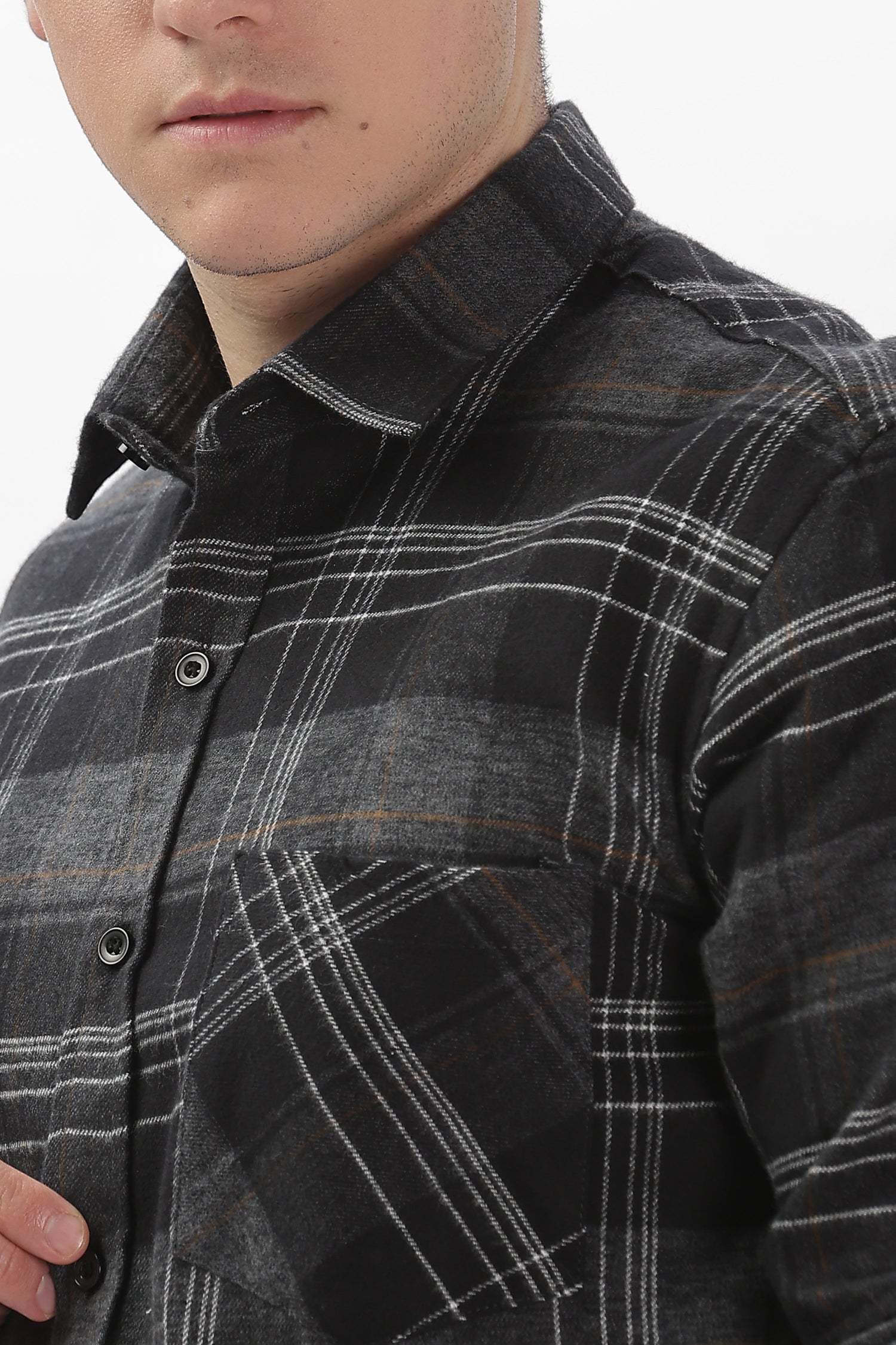 black flannel relaxed fit overshirt