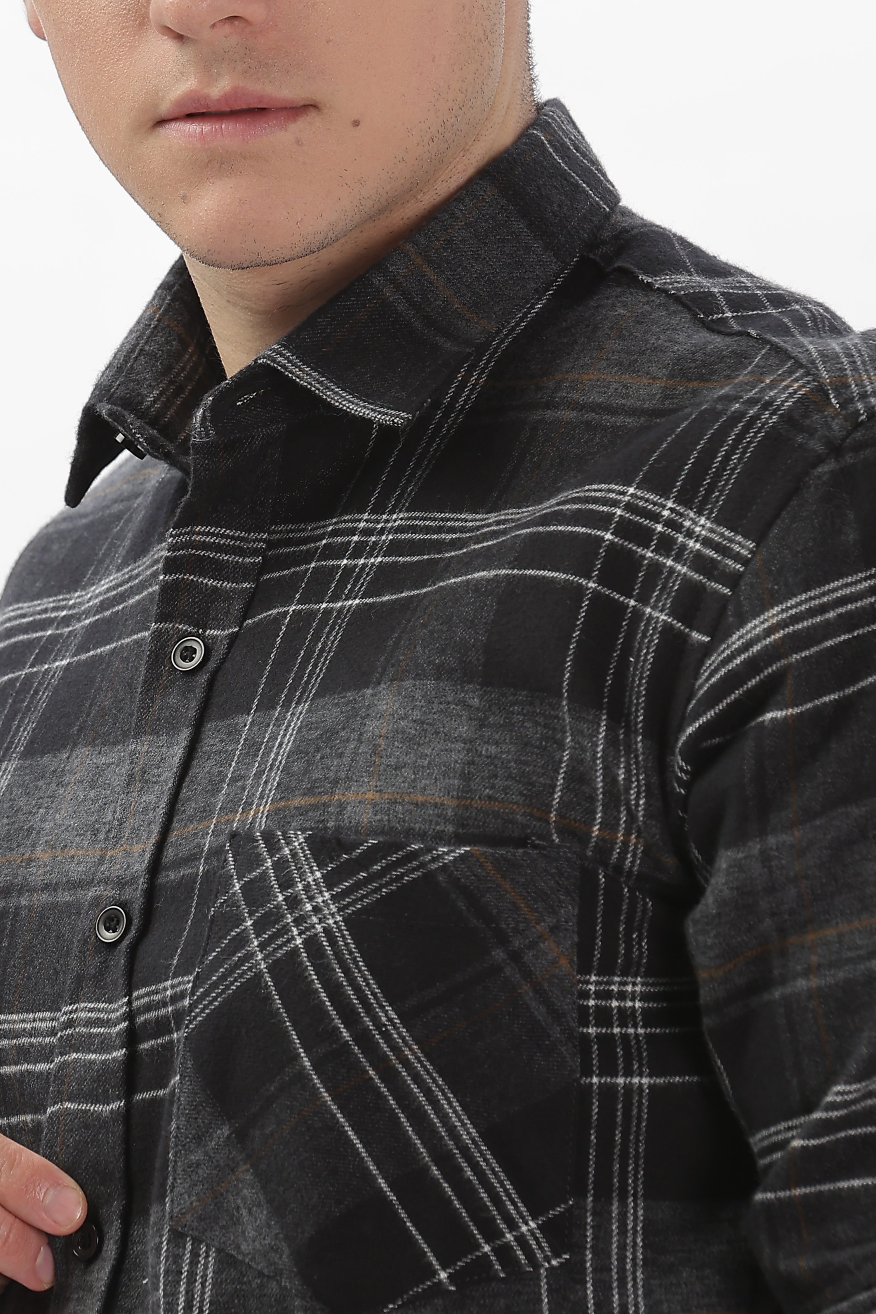 black flannel relaxed fit overshirt