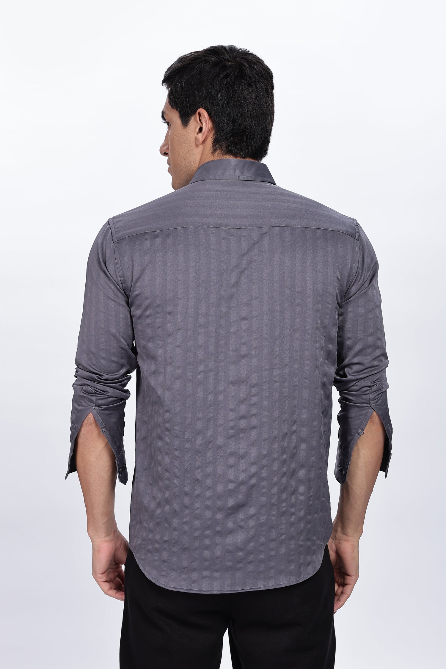 Grey Stripes Solid Shirt