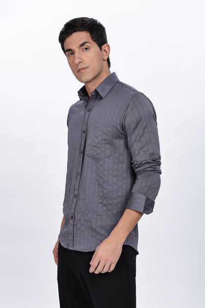 Grey Stripes Solid Shirt