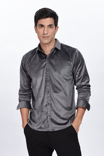 Pleat Creased Grey Shirt