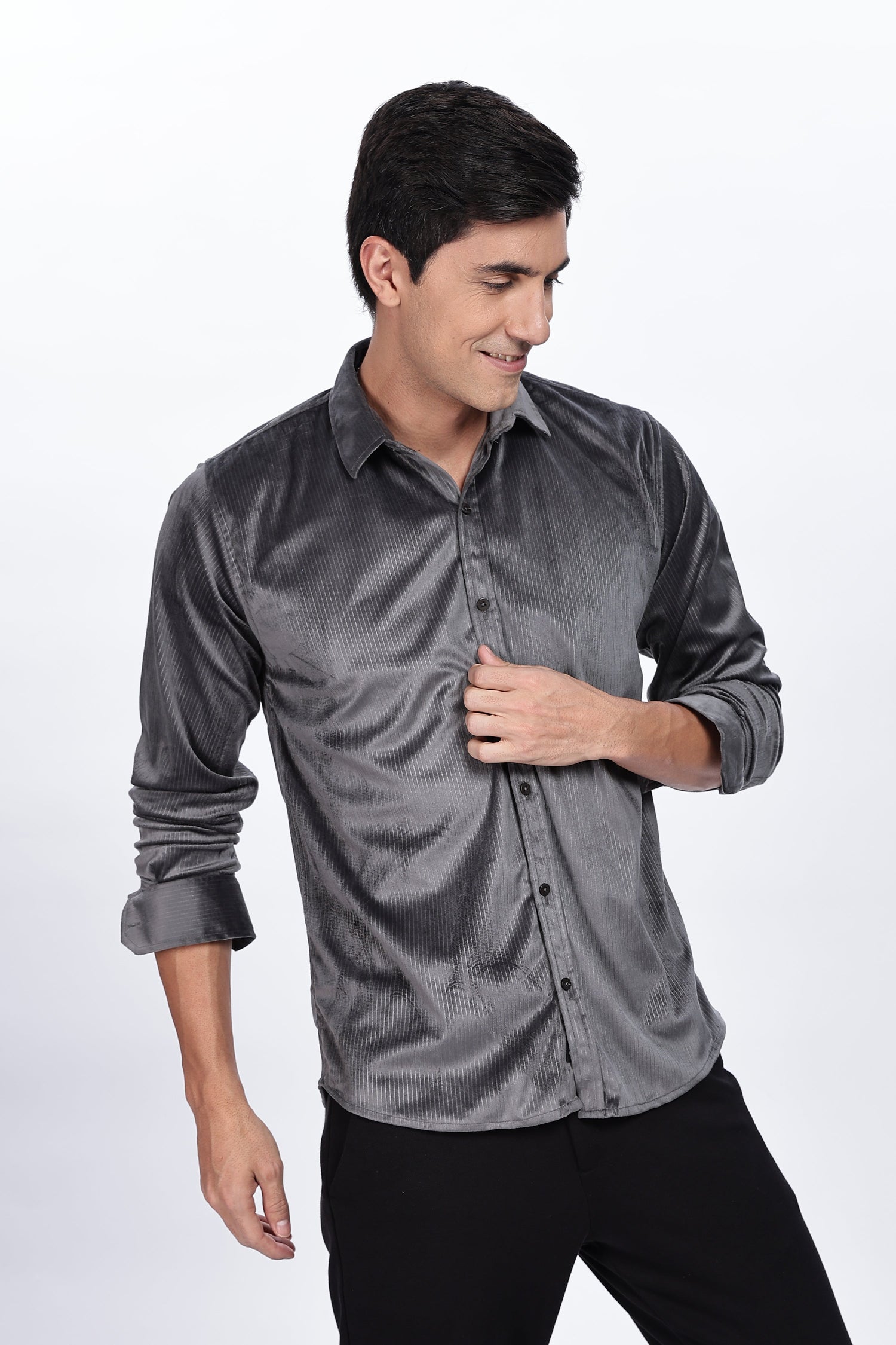 Pleat Creased Grey Shirt