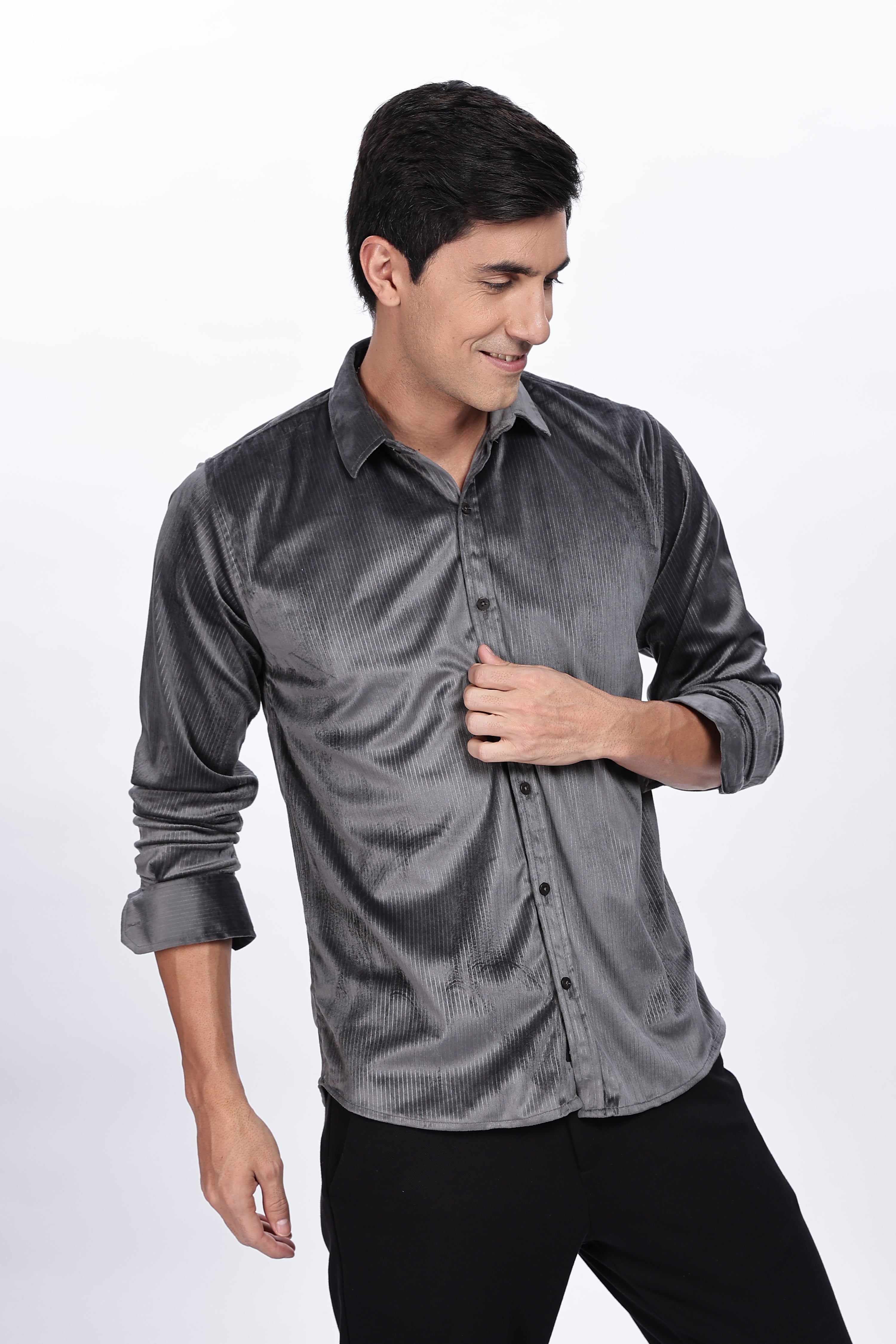Pleat Creased Grey Shirt