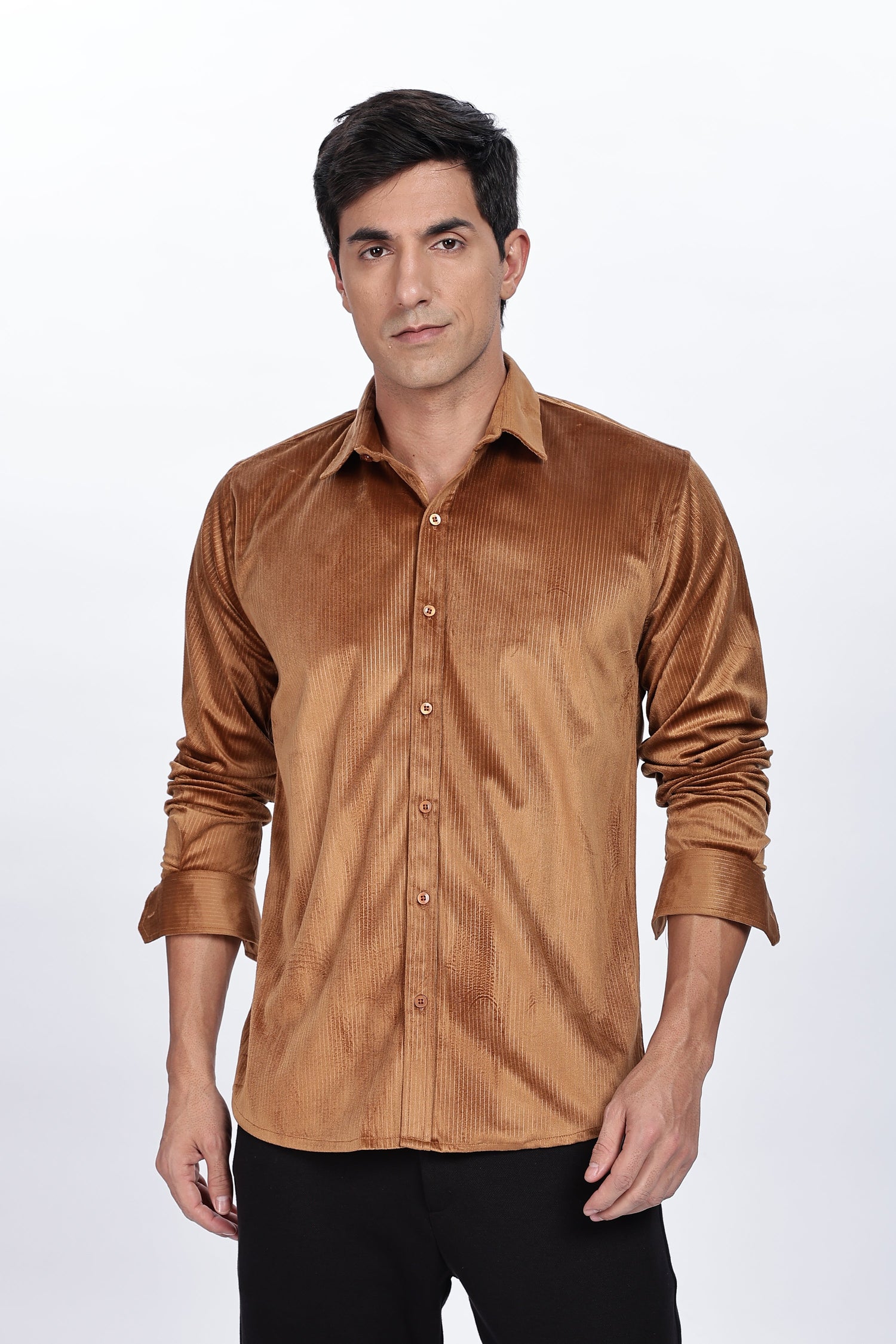 Pleat Creased Beige Shirt