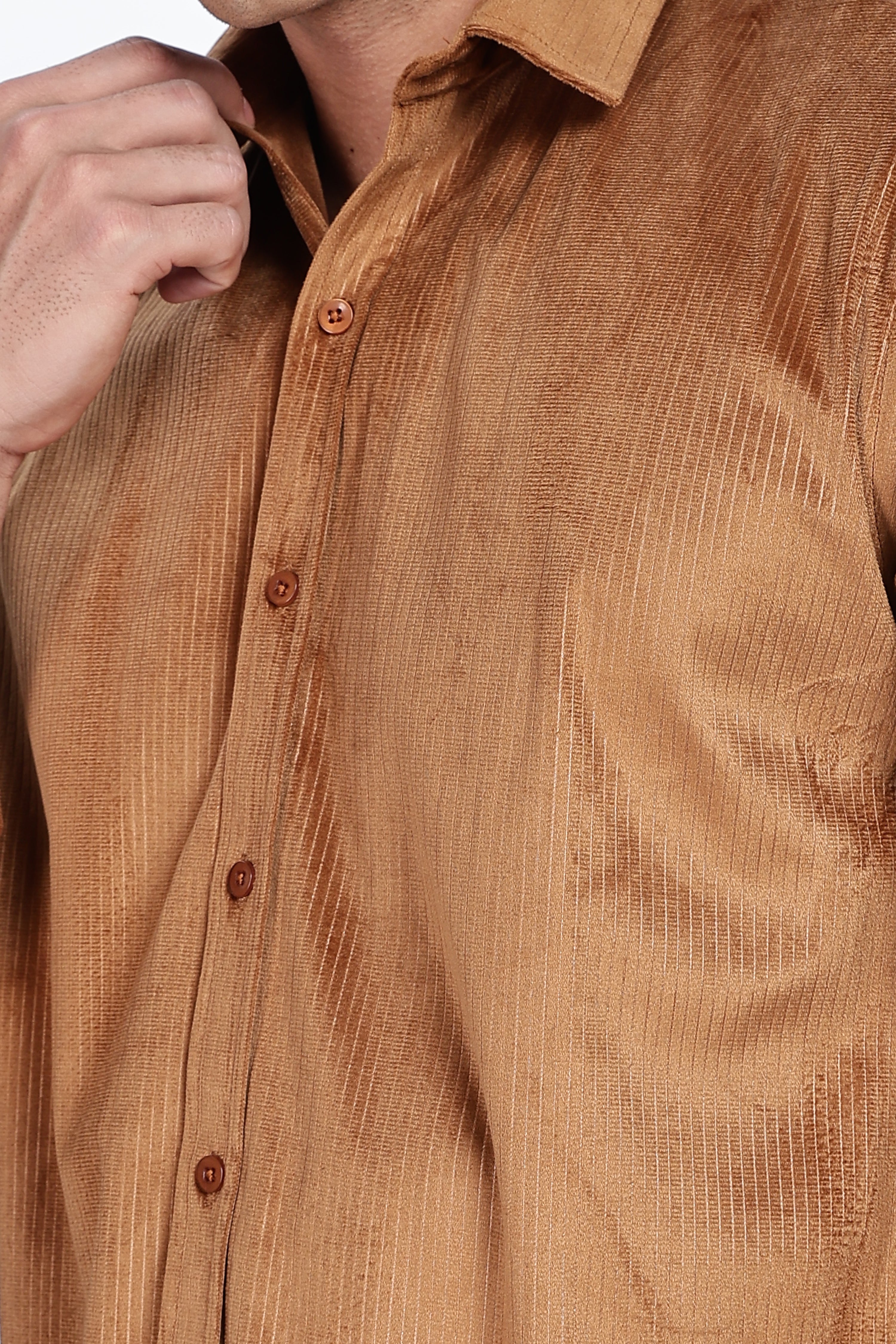 Pleat Creased Beige Shirt