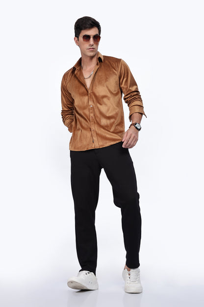 Pleat Creased Beige Shirt