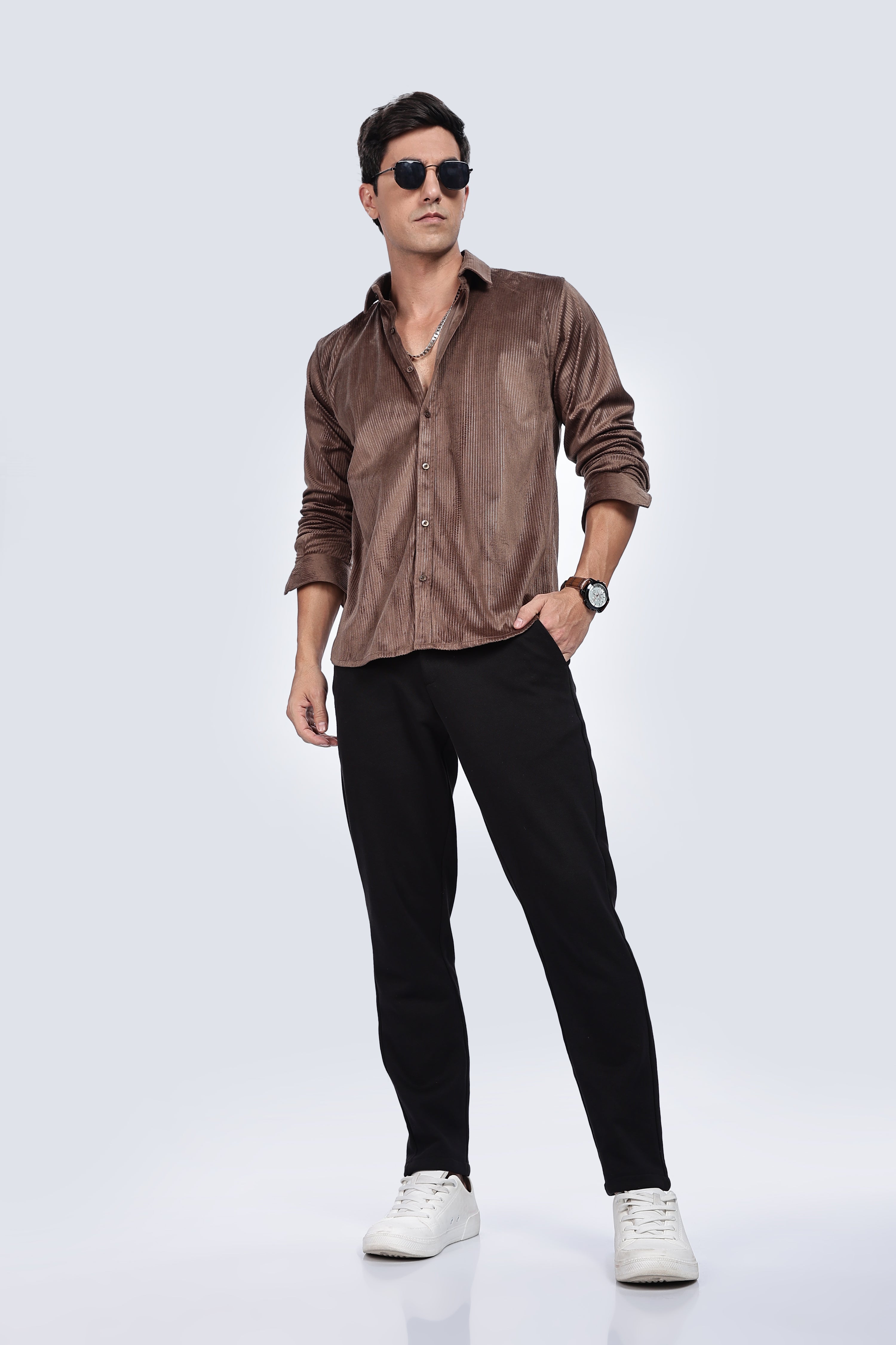 Pleat Creased Brown Shirt