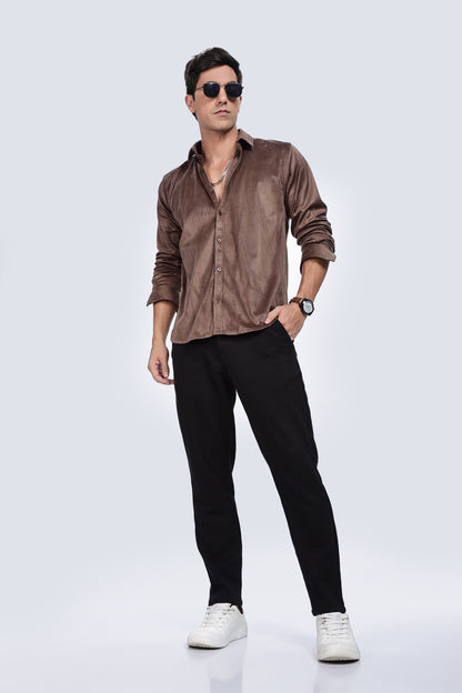 Pleat Creased Brown Shirt