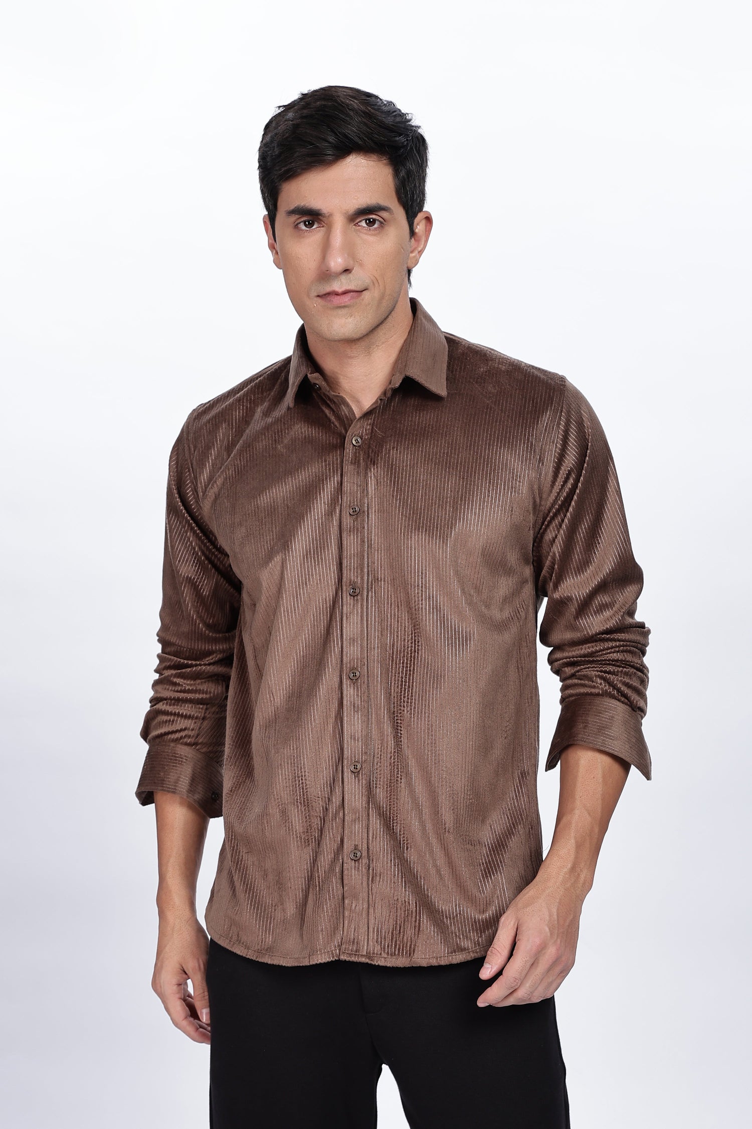 Pleat Creased Brown Shirt