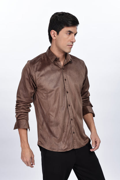Pleat Creased Brown Shirt