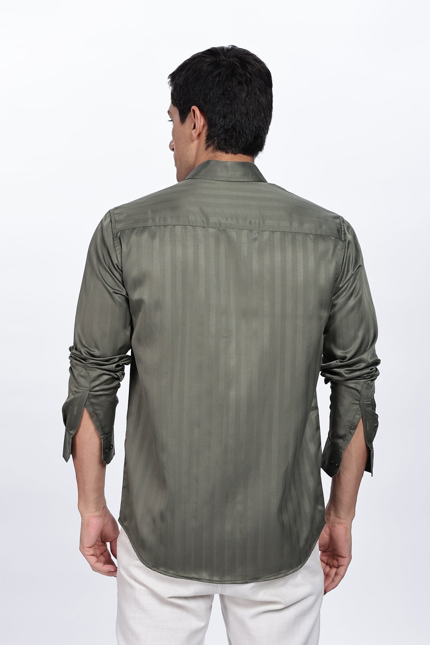 Olive Green Stripes Shirt