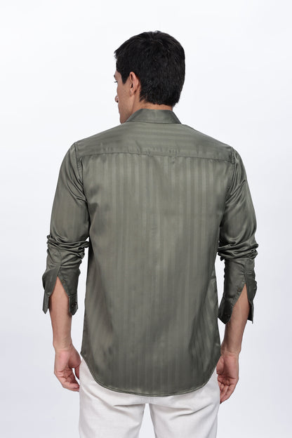 Olive Green Stripes Shirt
