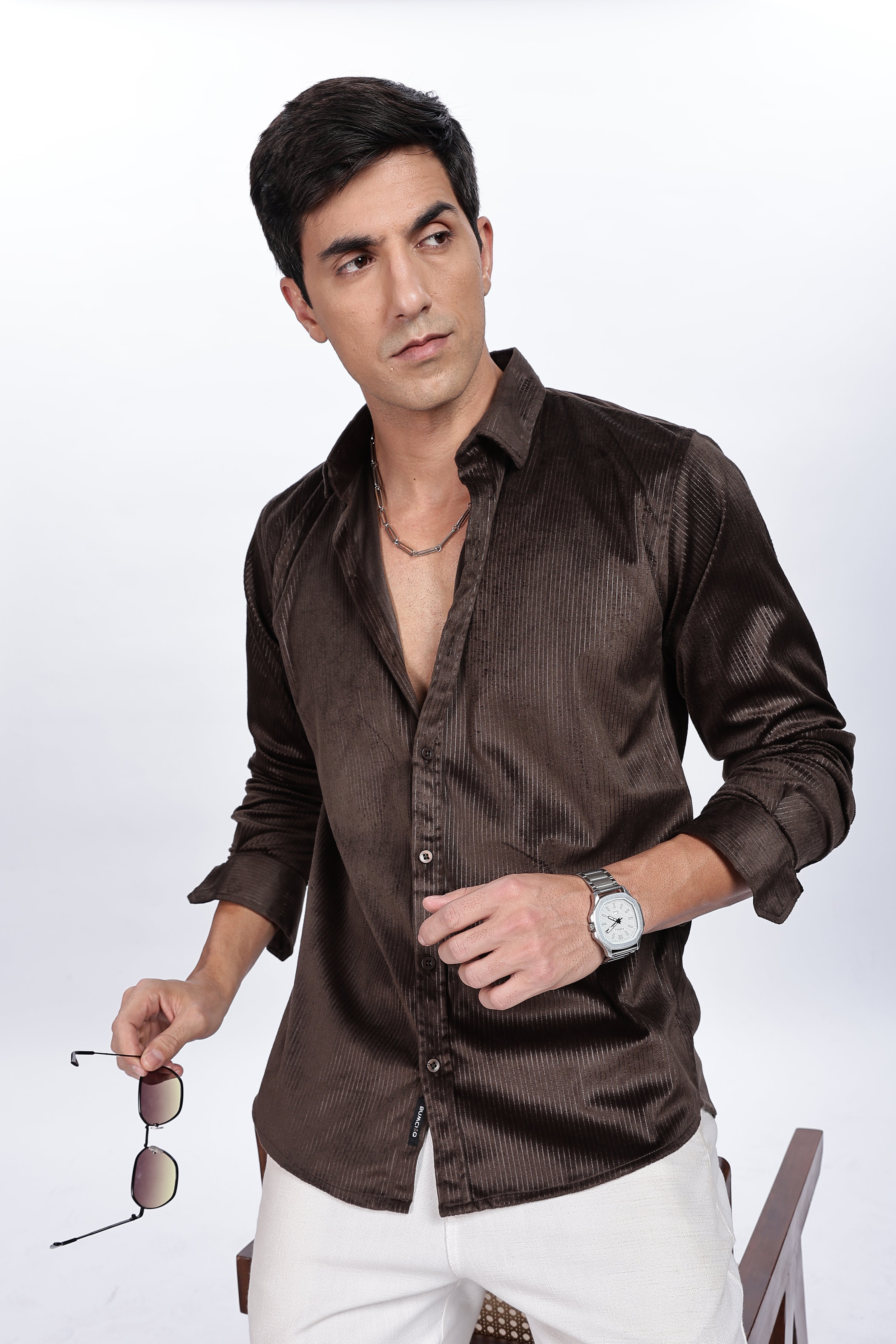 Pleat Creased Lavish Brown Shirt