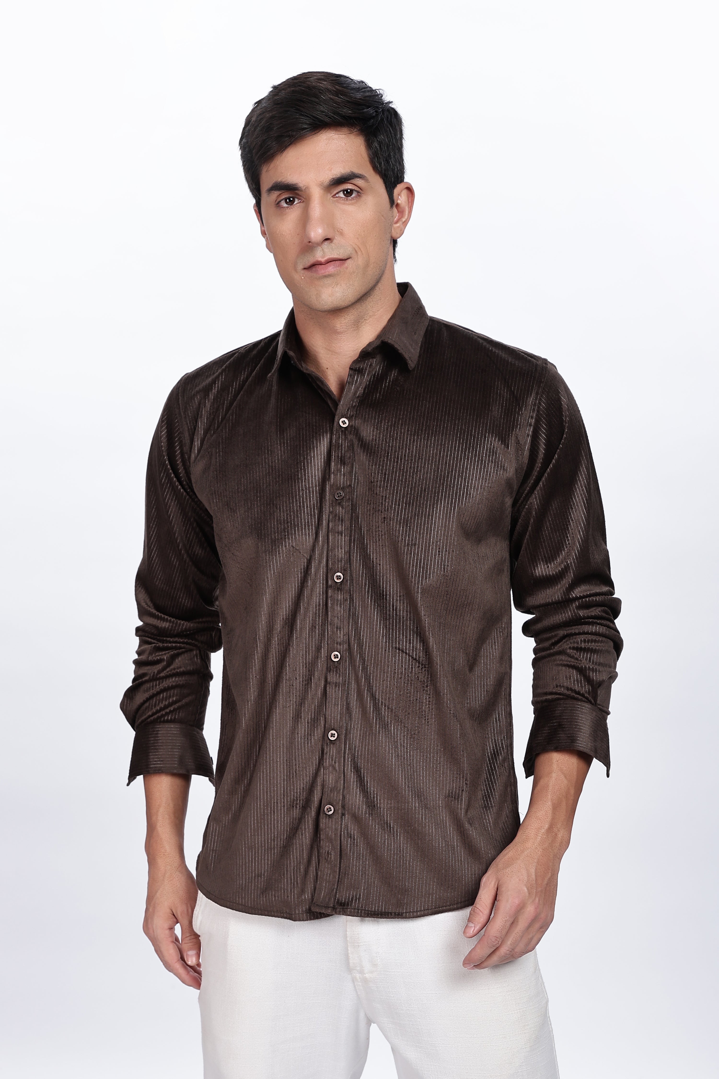 Pleat Creased Lavish Brown Shirt