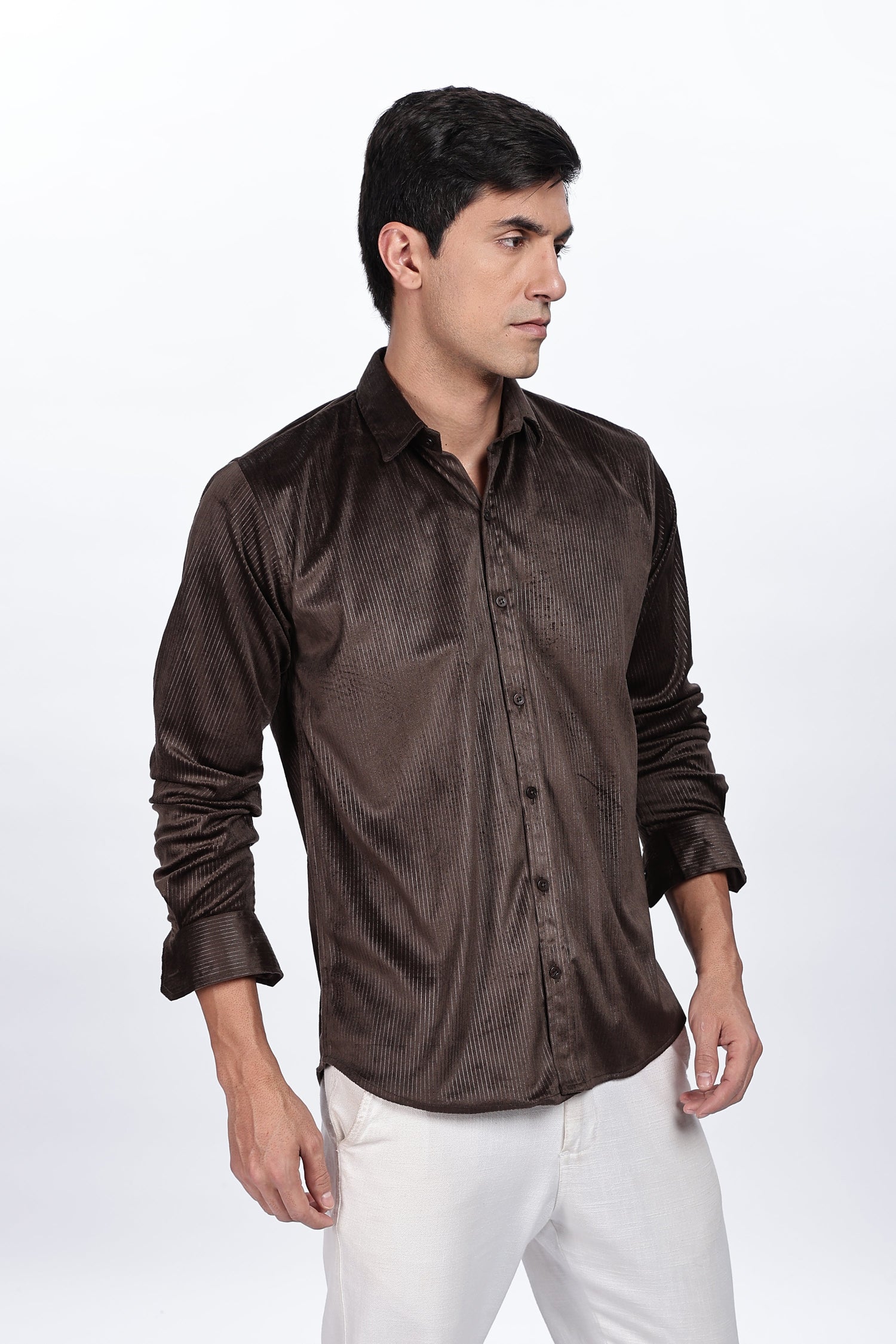 Pleat Creased Lavish Brown Shirt