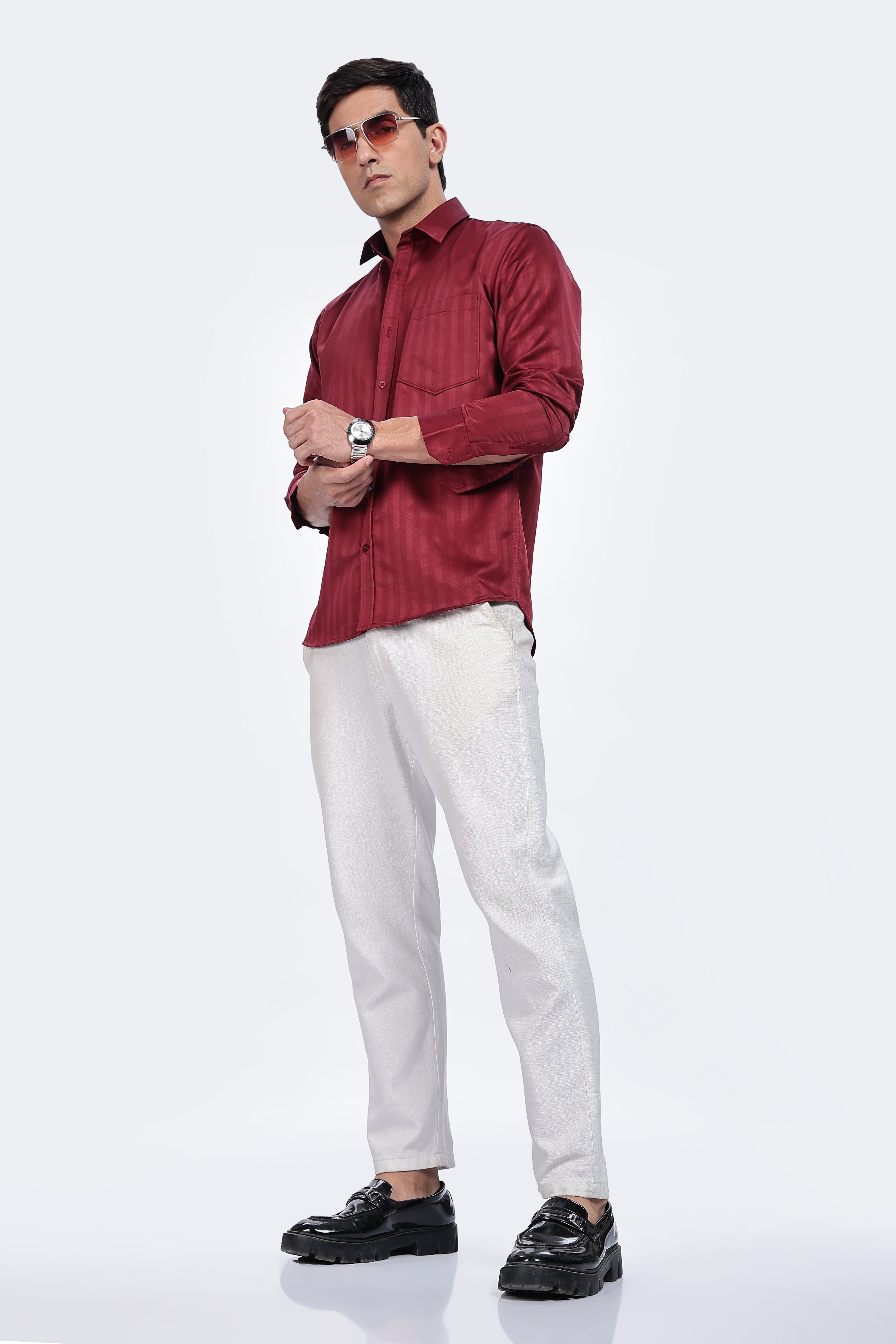 Cherry Red Stripes Shirt