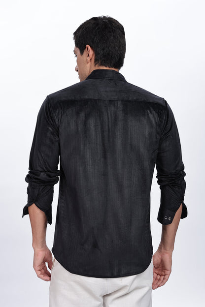 Pleat creased black shirt