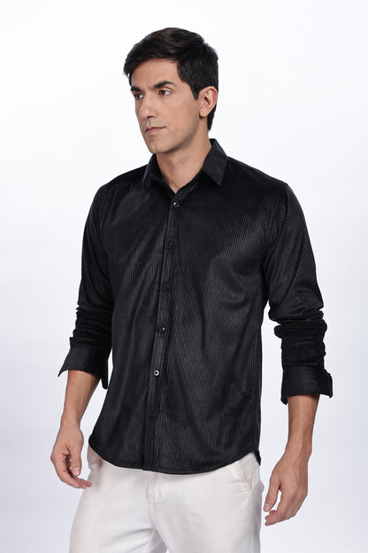 Pleat creased black shirt